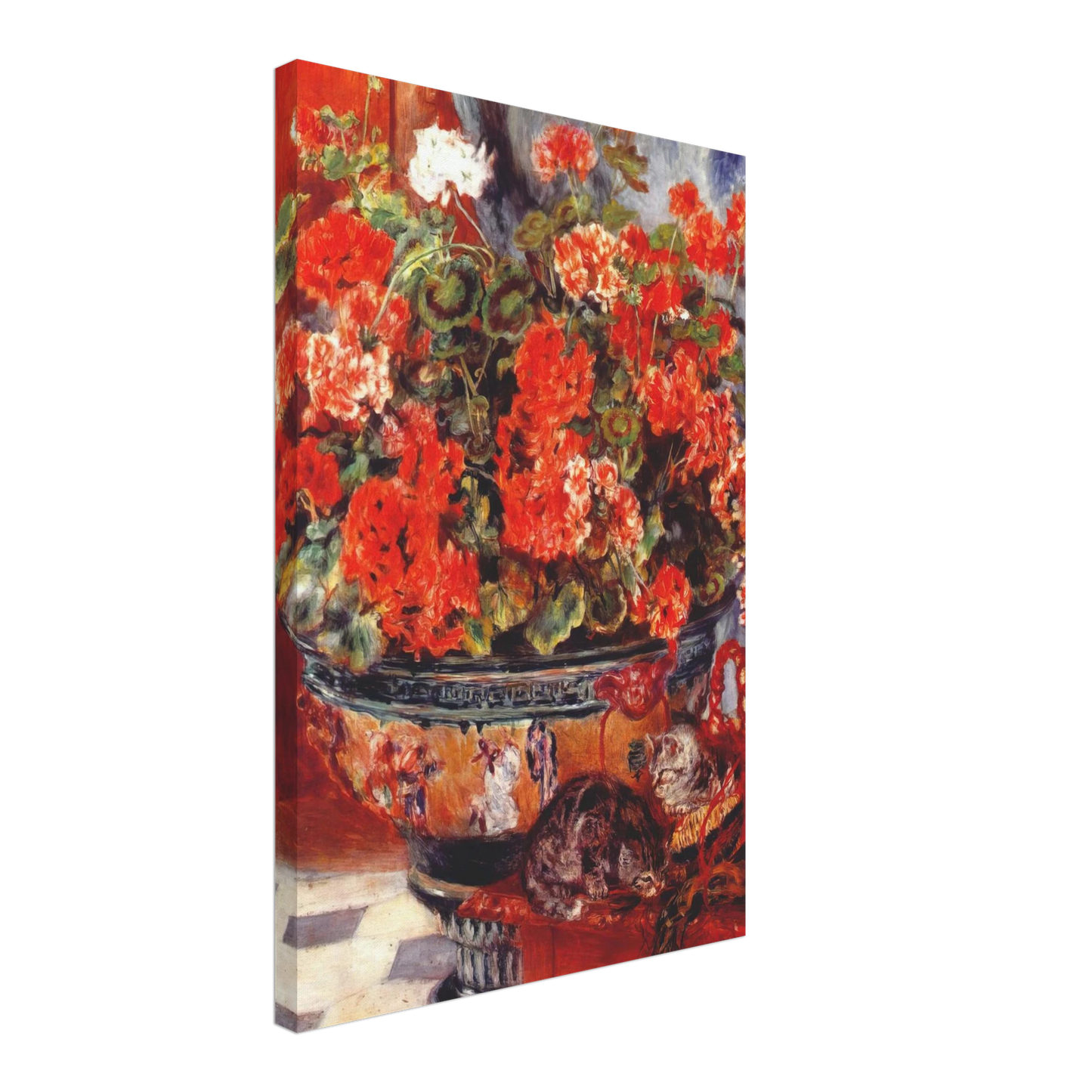Pierre-Auguste Renoir - Geraniums and Cats Canvas - 40x60 cm / 16x24 inches-canvas