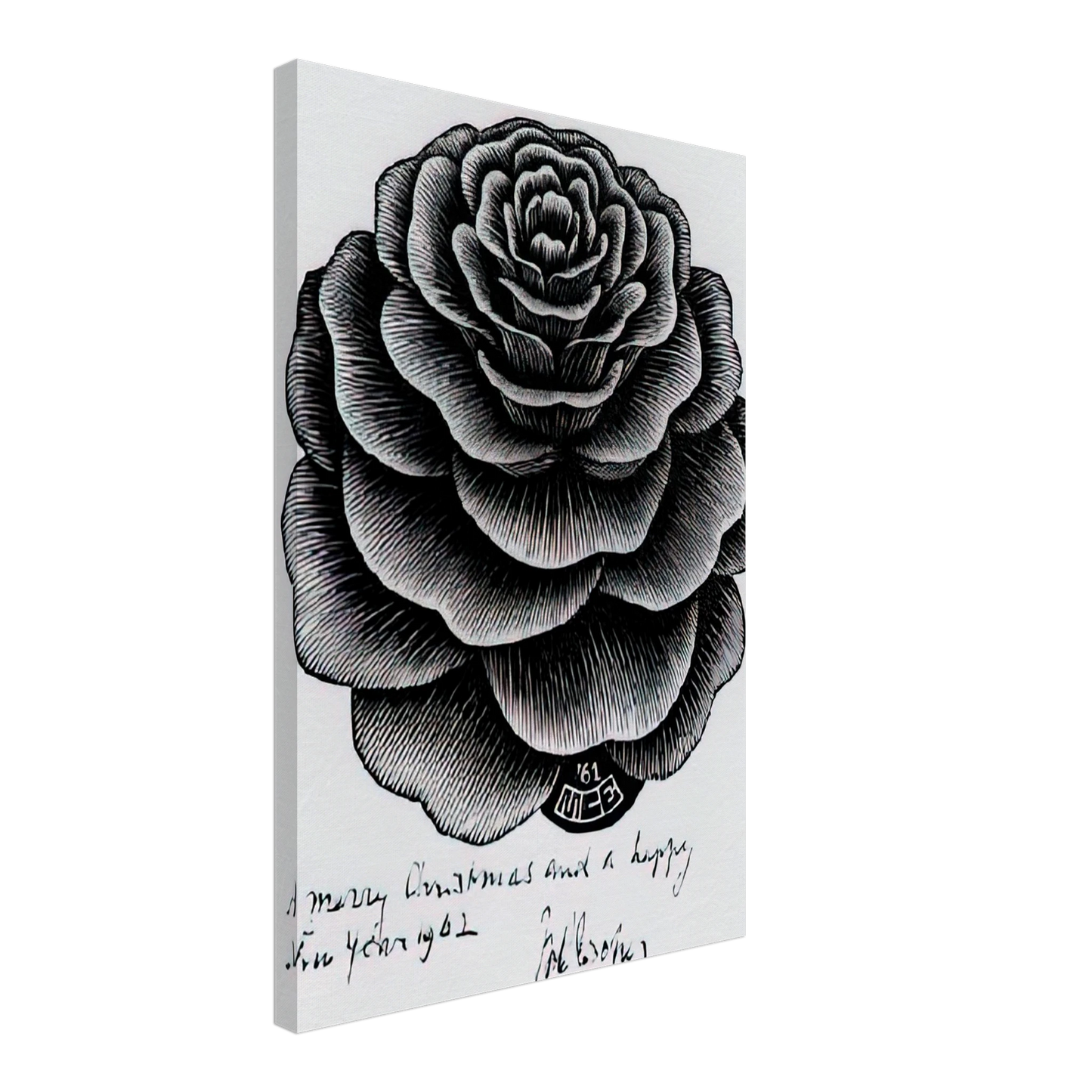 MC Escher - MERRY CHRISTMAS HAPPY NEW YEAR Canvas - 40x60 cm / 16x24 inches-canvas