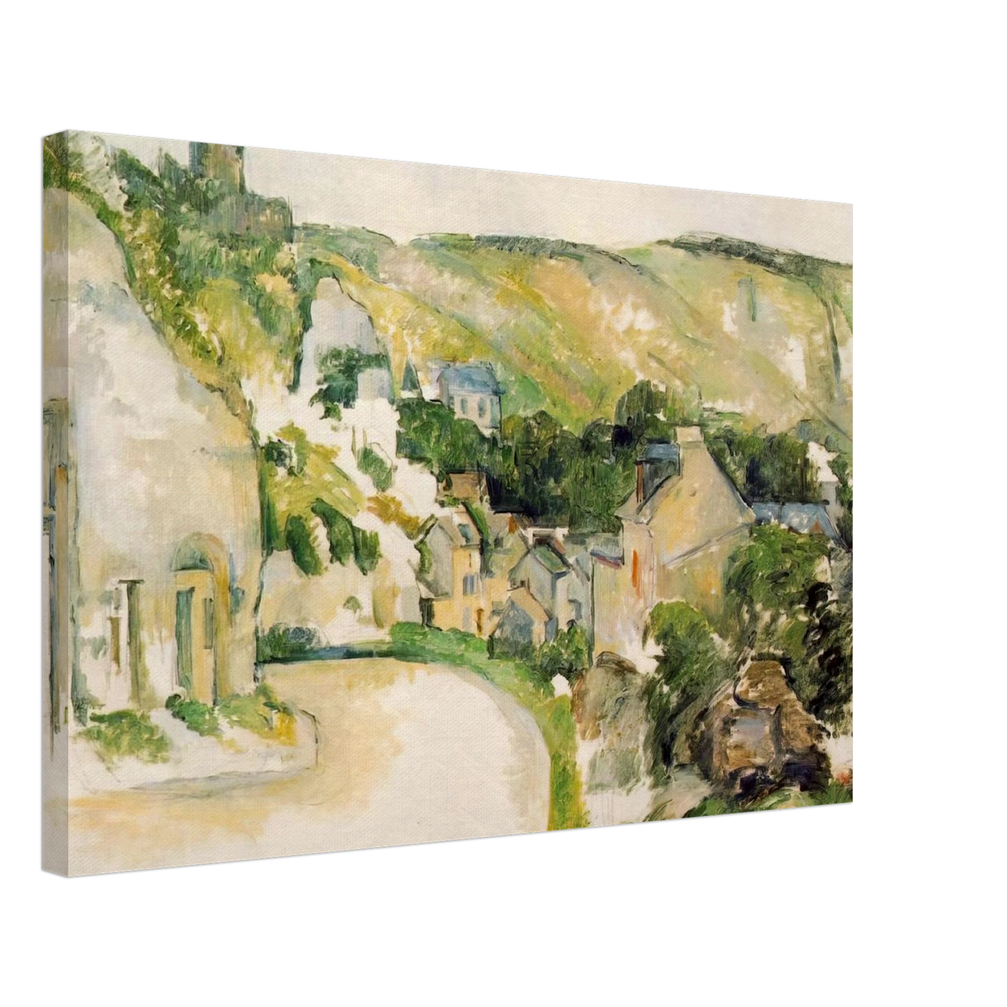Paul Cezanne - A Turn in the Road at La Roche-Guyon Canvas - 70x100 cm / 28x40 inches-canvas