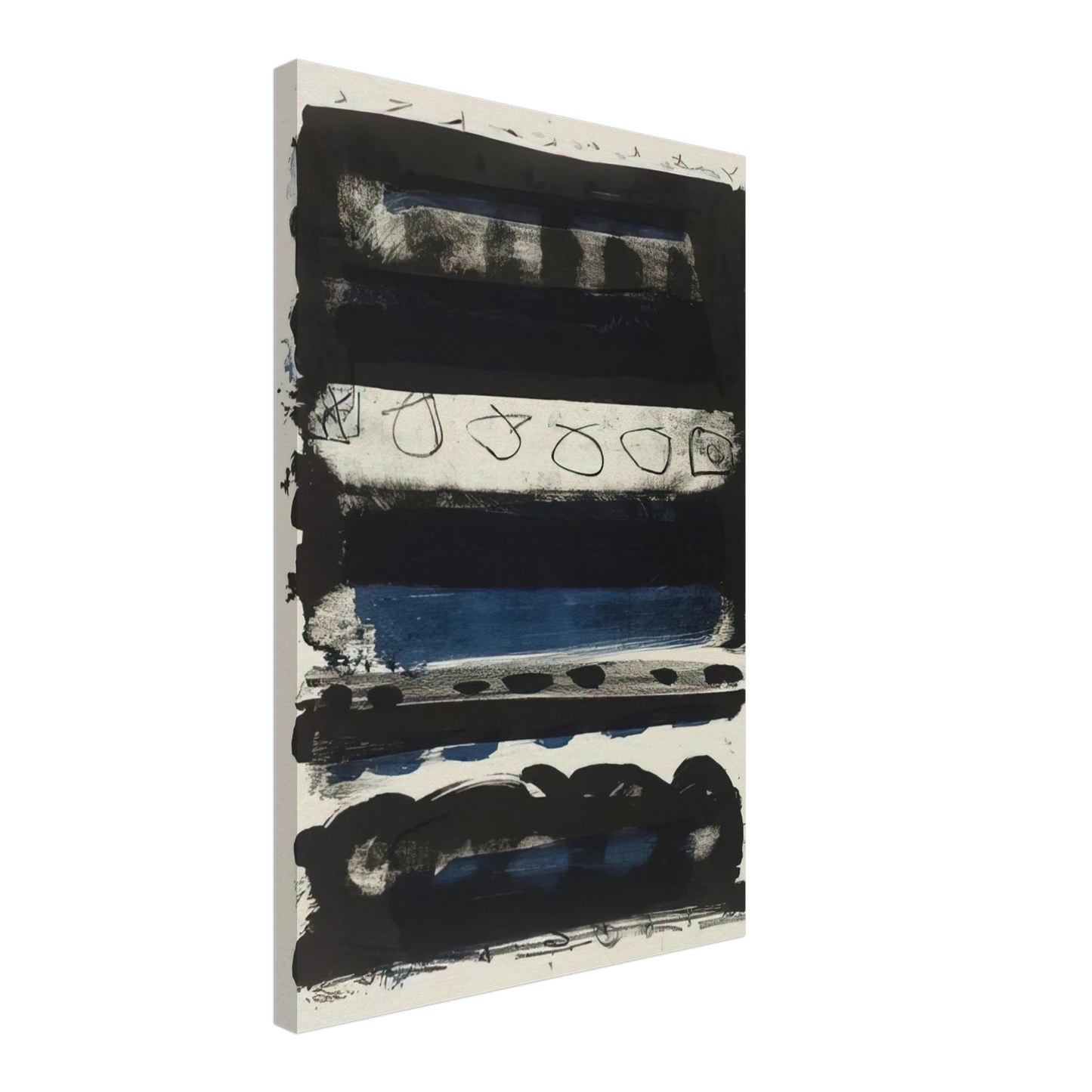 Patrick Heron - Black and Blue Stripes - 1958 Canvas - 40x60 cm / 16x24 inches-canvas