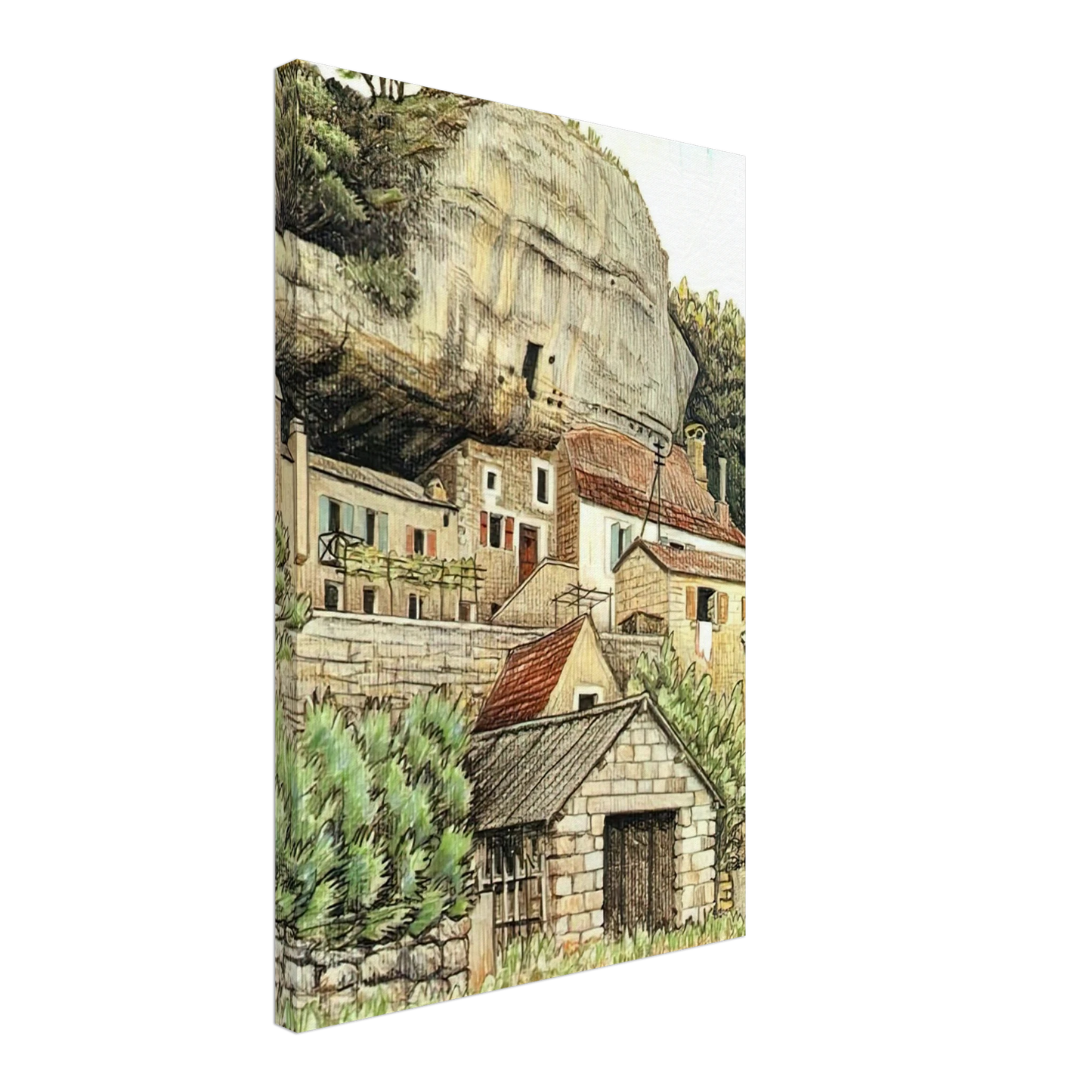 MC Escher - LES EYZIES FRANCE Canvas - 40x60 cm / 16x24 inches-canvas