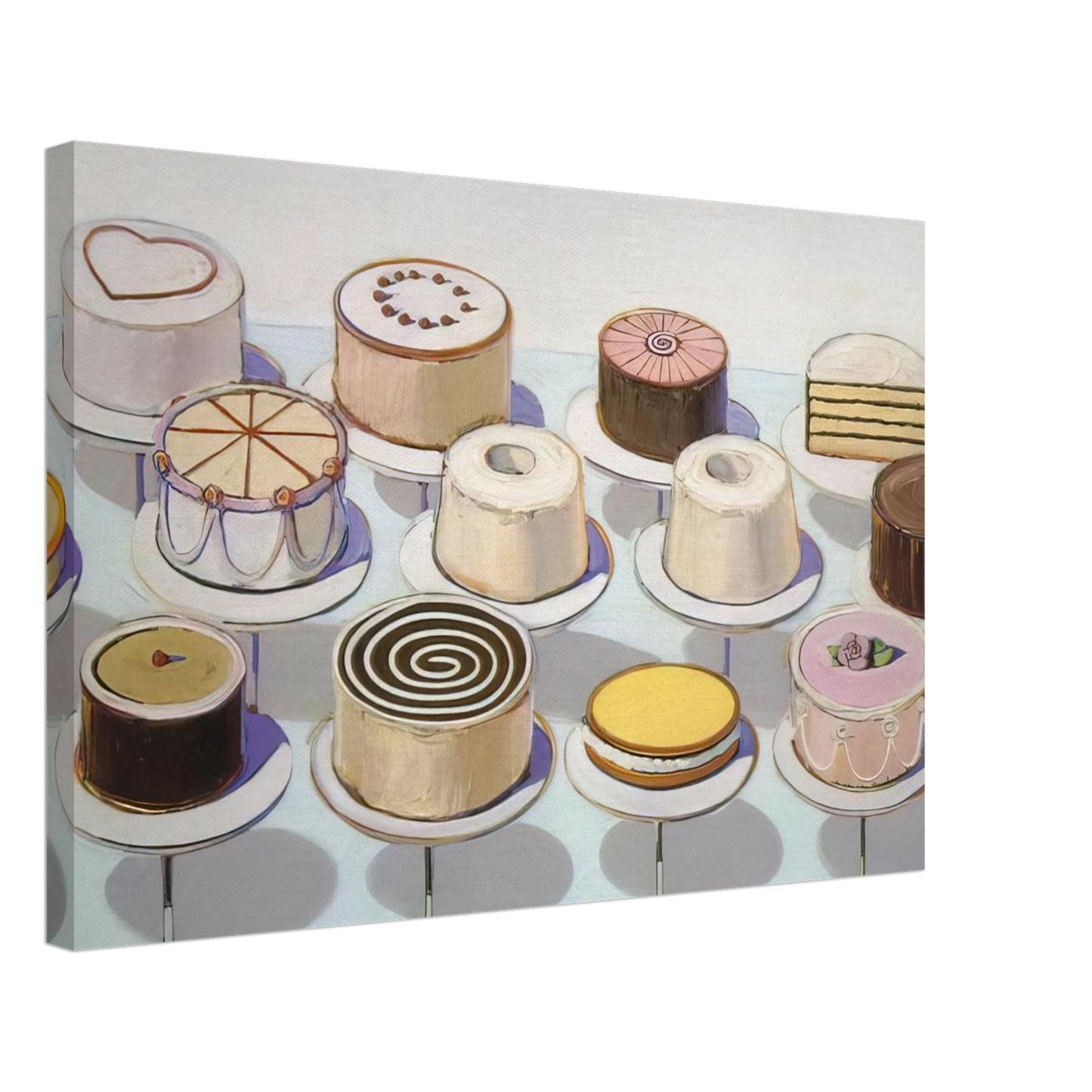 Wayne Thiebaud - Cakes - 1963 Canvas - 40x60 cm / 16x24 inches-canvas