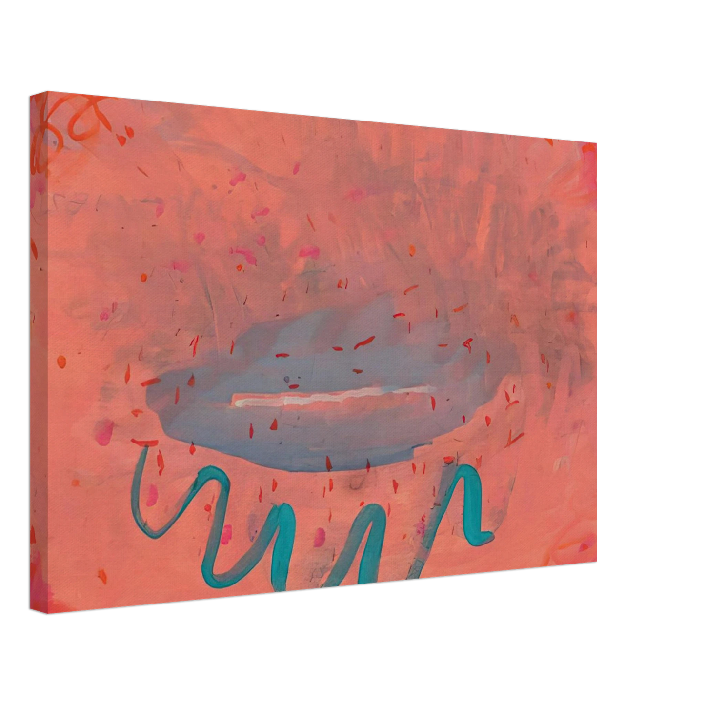 Paul Thek - Untitled Lips with Turquoise - 1984 Canvas - 70x100 cm / 28x40 inches-canvas