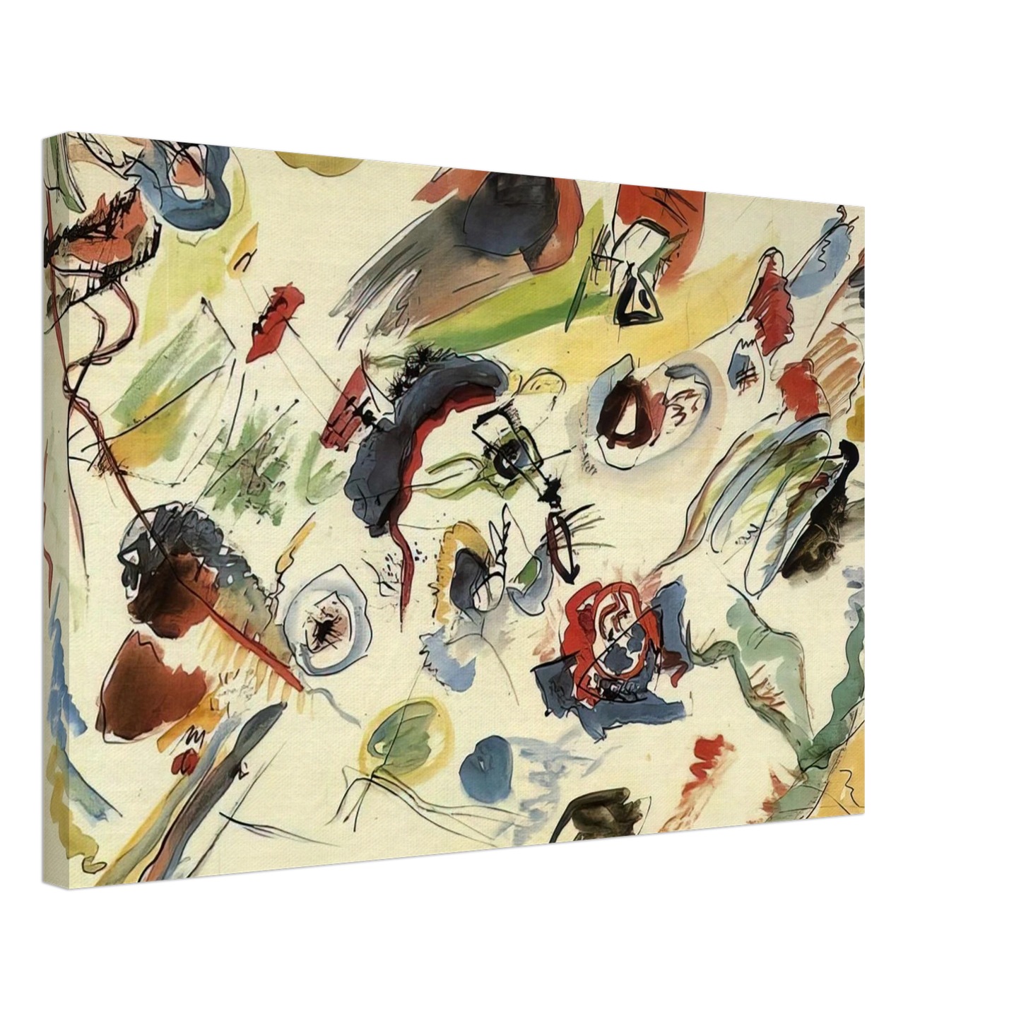 Wassily Kandinsky - UNTITLED FIRST ABSTRACT WATERCOLOR 1910 Canvas - 40x60 cm / 16x24 inches-canvas