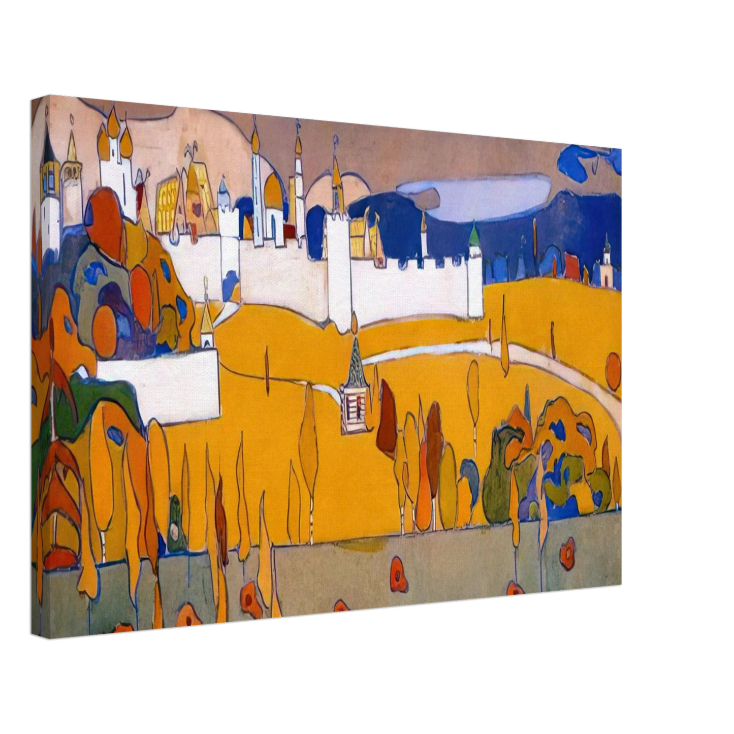 Wassily Kandinsky - WALLED CITY IN AUTUMN LANDSCAPE 1902 Canvas - 40x60 cm / 16x24 inches-canvas