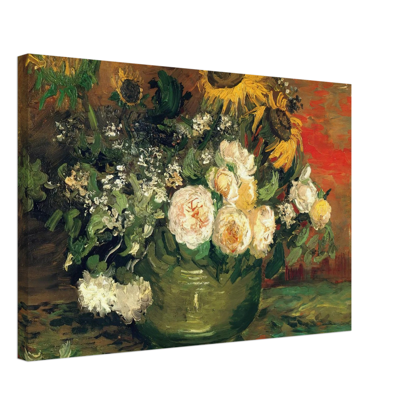 Vincent van Gogh - Still Life with Roses and Sunflowers Canvas - 70x100 cm / 28x40 inches-canvas