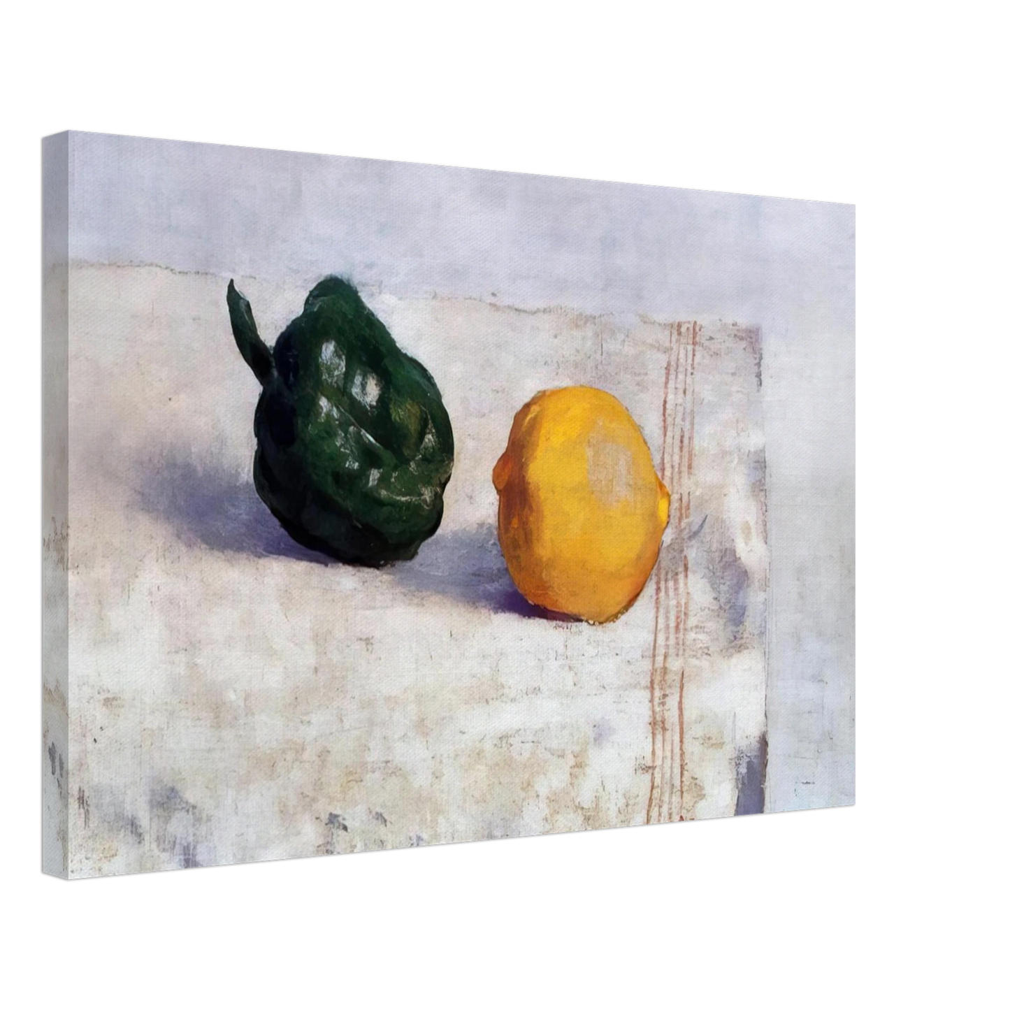 Odilon Redon - PEPPER AND LEMON ON A WHITE TABLECLOTH 1901 Canvas - 70x100 cm / 28x40 inches-canvas