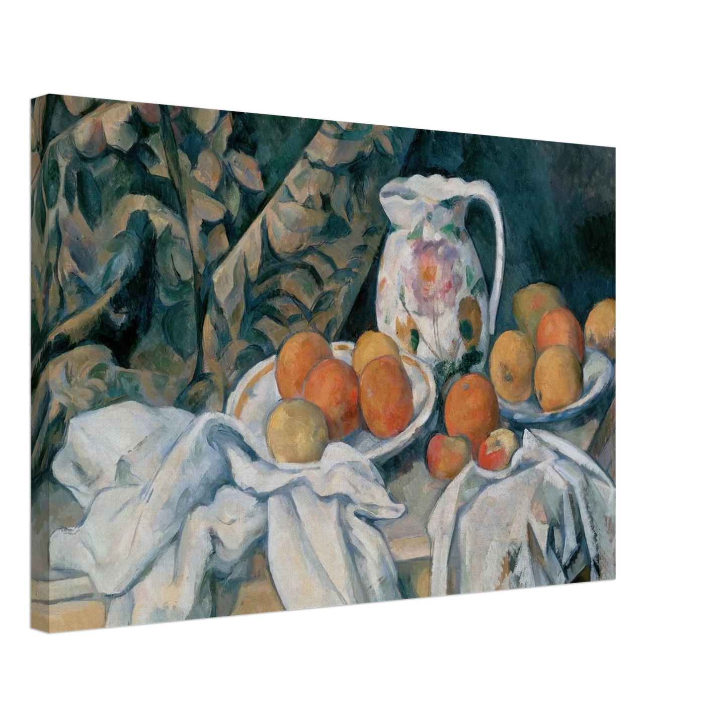 Paul Cezanne - Still Life with Curtain and Flowered Pitcher Canvas - 40x60 cm / 16x24 inches-canvas