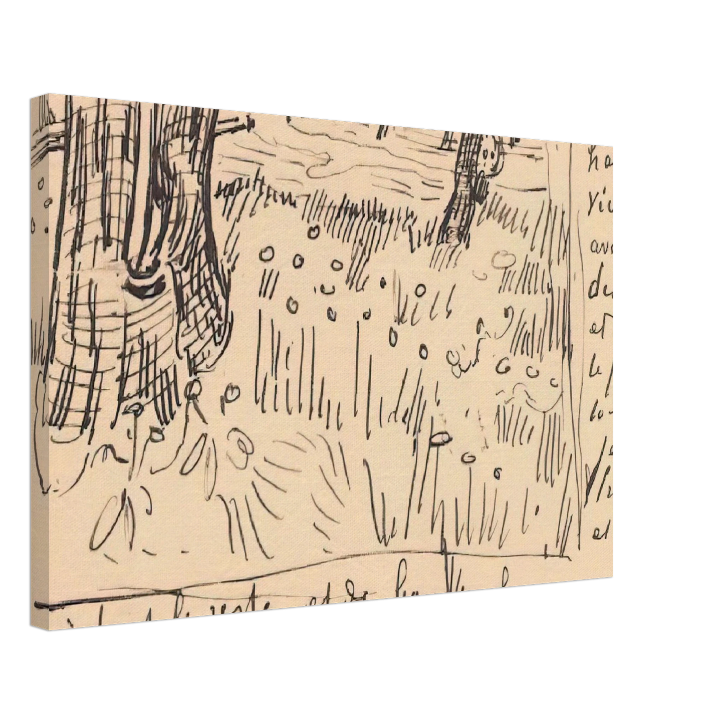 Vincent van Gogh - Field of Grass with Dandelions and Tree Trunks Canvas - 40x60 cm / 16x24 inches-canvas