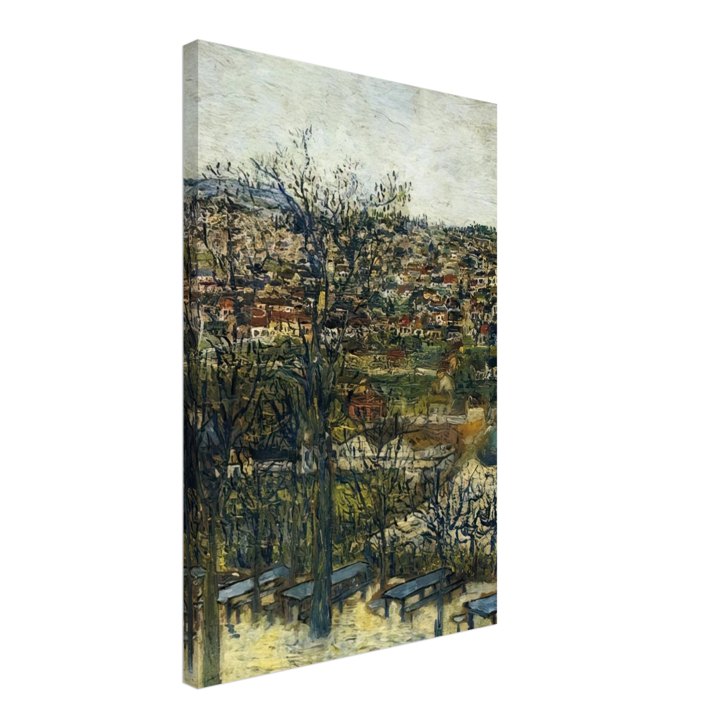 Maurice Utrillo - BENCHES AT MONTMAGNY VAL D OISE Canvas - 40x60 cm / 16x24 inches-canvas