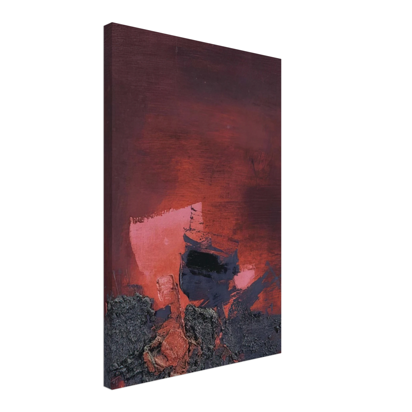 Luis Feito - SIN T TULO ABSTRACCI N EN ROSO Y NEGRO Canvas - 40x60 cm / 16x24 inches-canvas