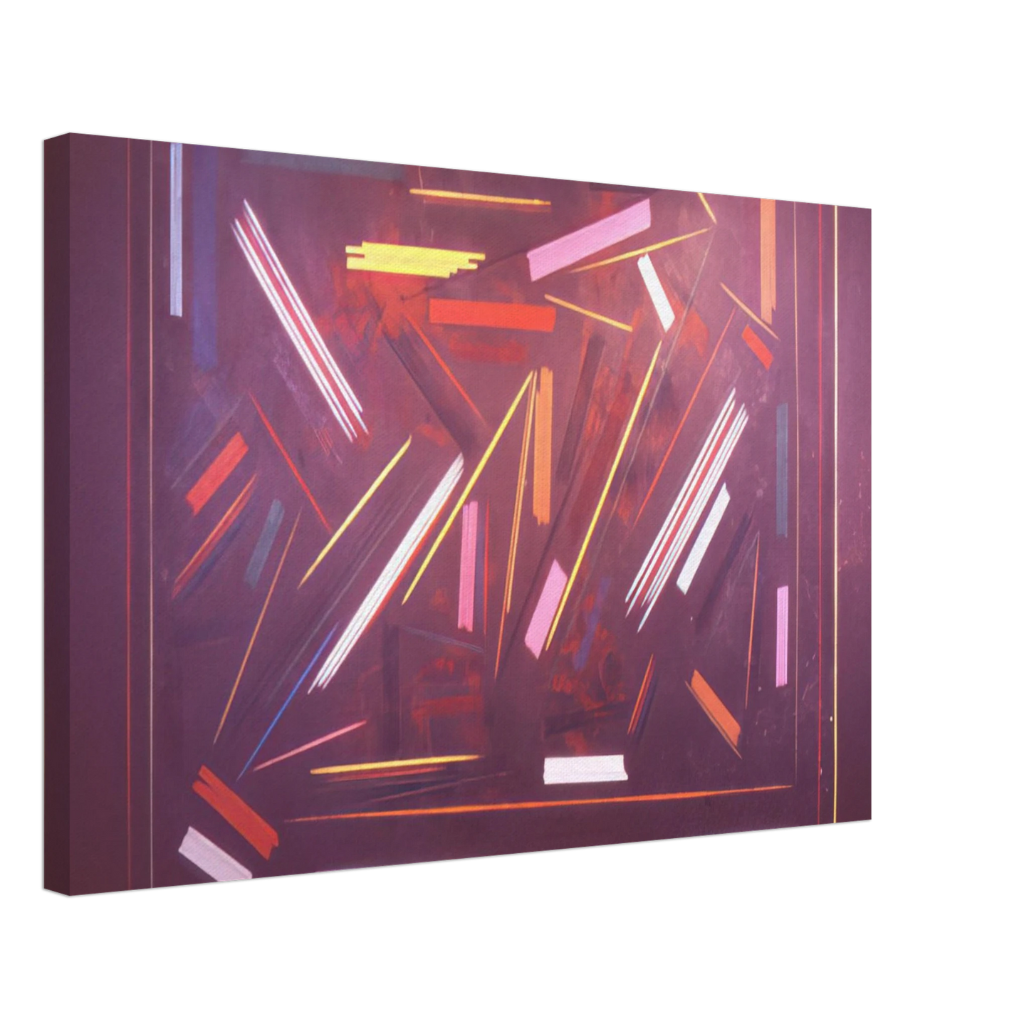 Ronnie Landfield - Brown Line Painting - 1968 Canvas - 40x60 cm / 16x24 inches-canvas