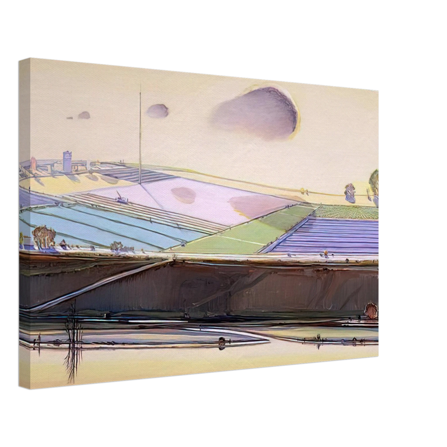 Wayne Thiebaud - River Cloud - 2002 Canvas - 40x60 cm / 16x24 inches-canvas