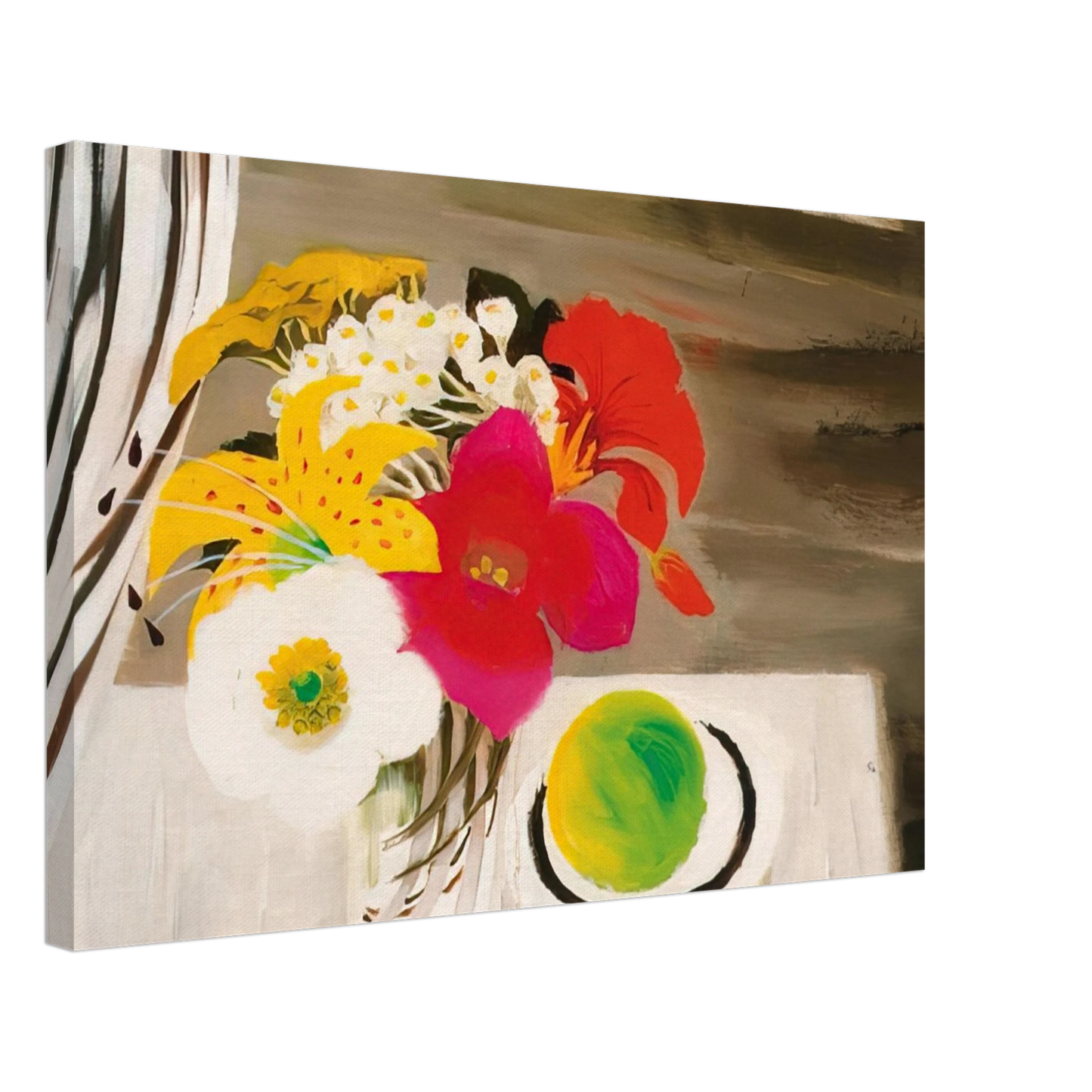 Mary Fedden - Still Life with Fruit and Flowers - 1988 Canvas - 40x60 cm / 16x24 inches-canvas