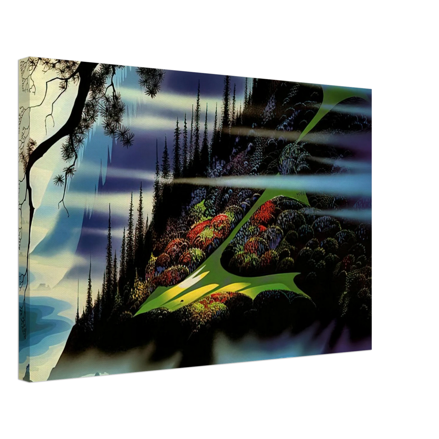Eyvind Earle - Pasture Through the Fog Canvas - 70x100 cm / 28x40 inches-canvas