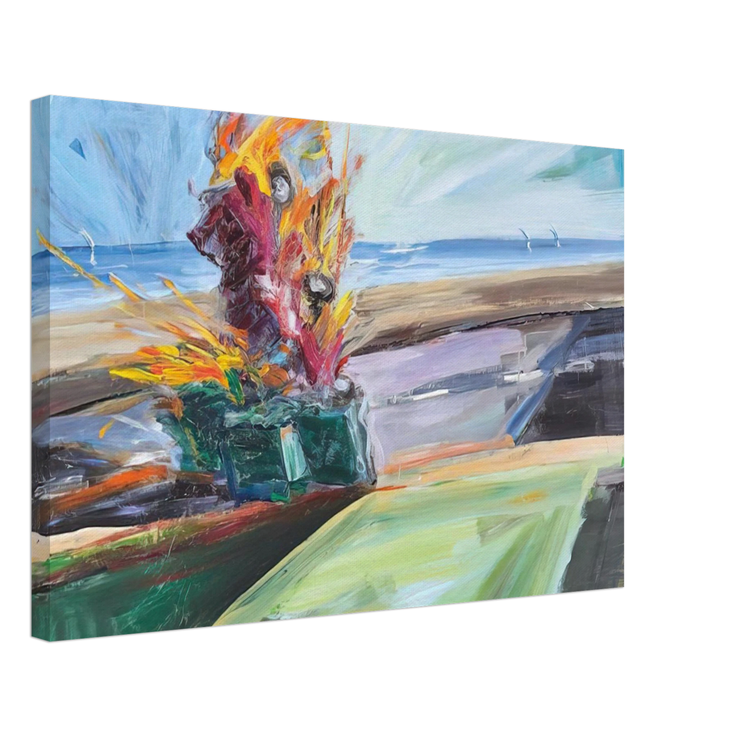 Carlos Almaraz - Untitled Car Crash - 1987 Canvas - 70x100 cm / 28x40 inches-canvas