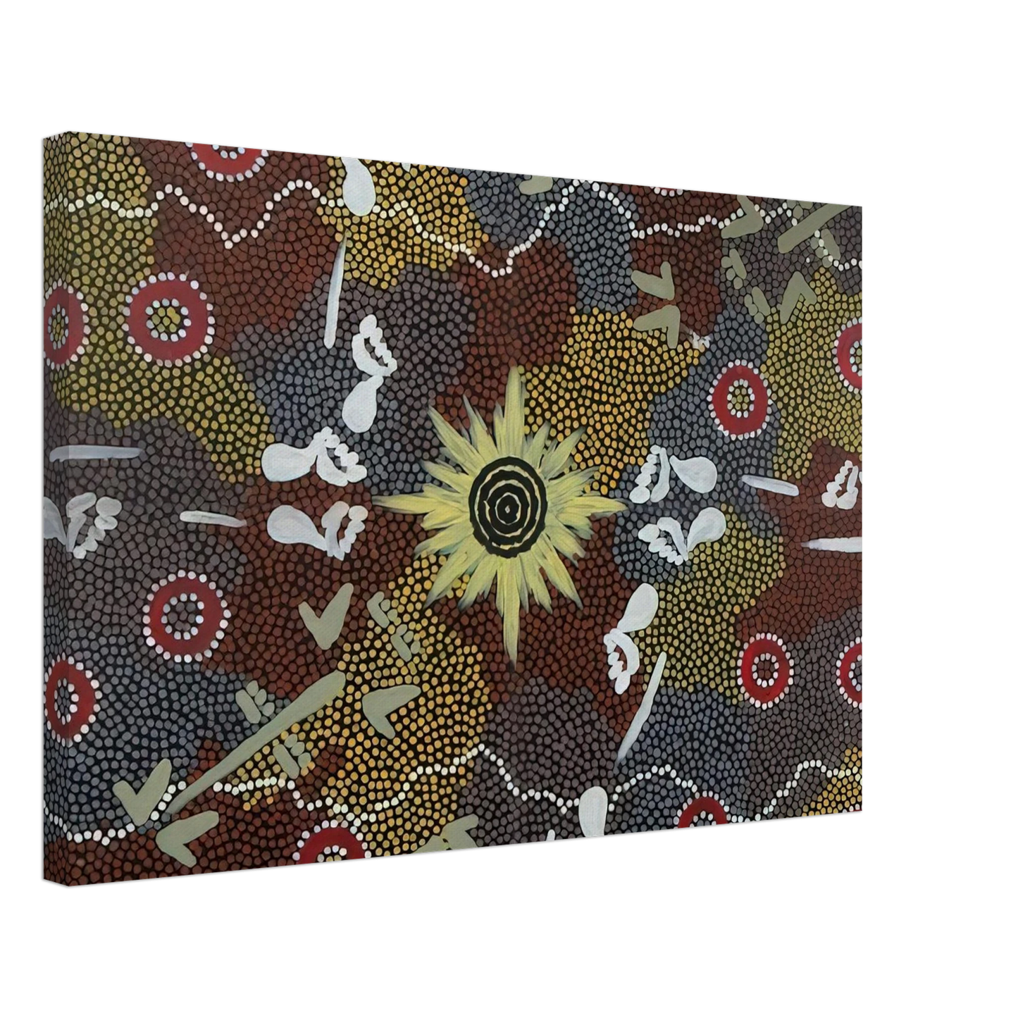 Clifford Possum Tjapaltjarri - Frog and Kangaroo Dreaming - Native Art Canvas - 40x60 cm / 16x24 inches-canvas
