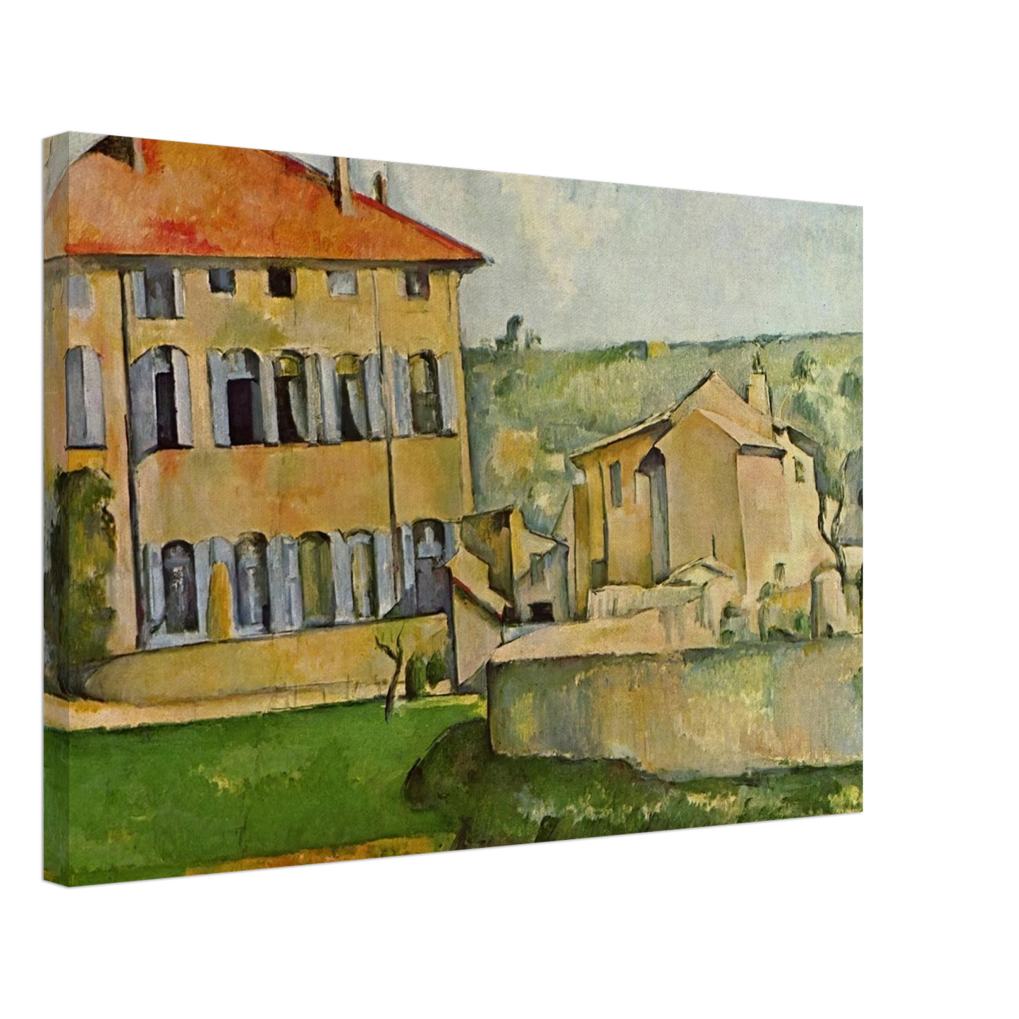 Paul Cezanne - House and Farm at Jas de Bouffan Canvas - 40x60 cm / 16x24 inches-canvas