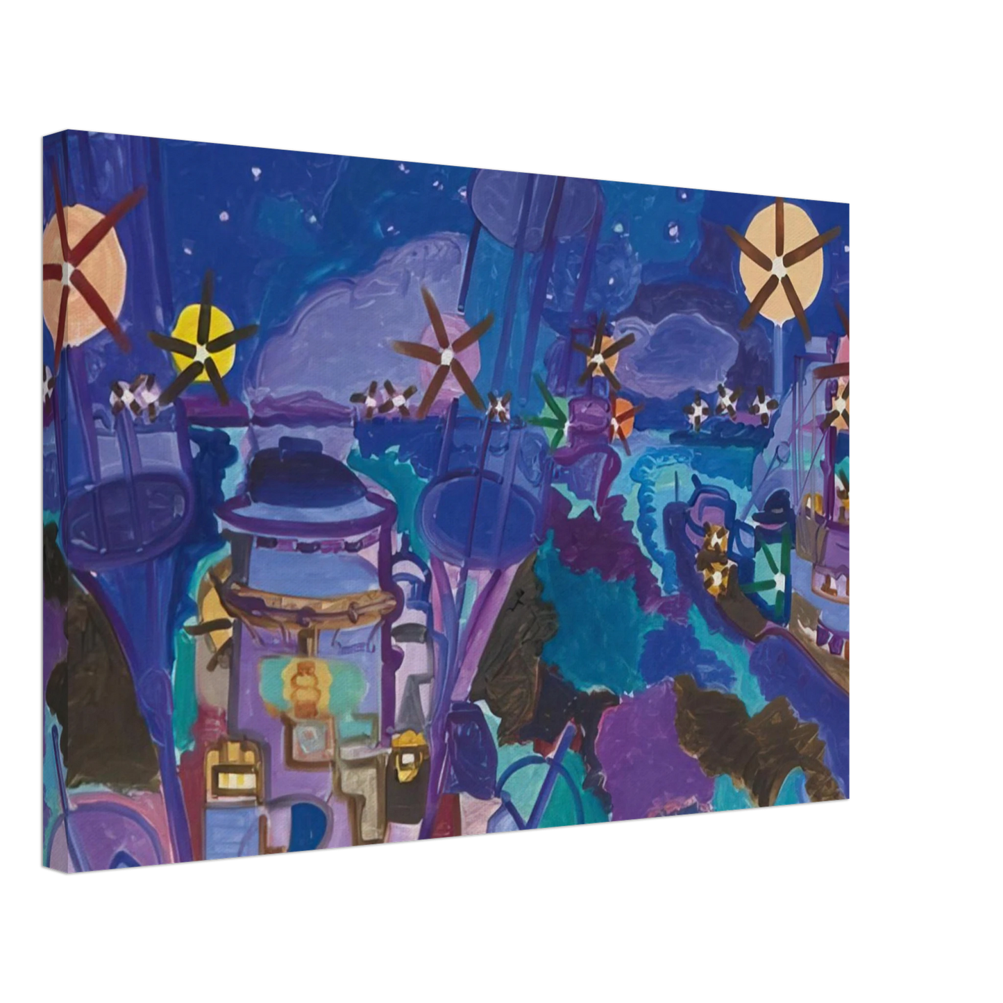 Charles Lapicque - Manœuvres de nuit - 1958 Canvas - 40x60 cm / 16x24 inches-canvas