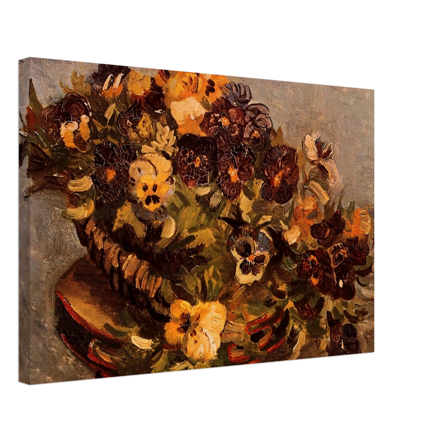 Vincent van Gogh - Tambourine with Pansies Canvas - 40x60 cm / 16x24 inches-canvas