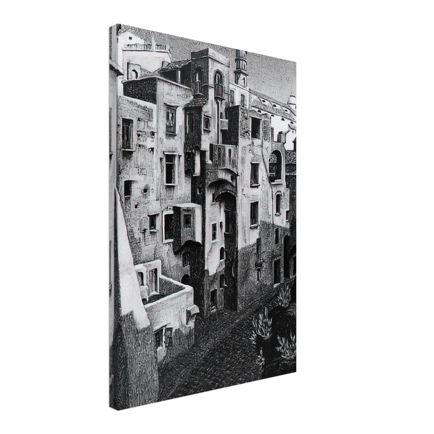 MC Escher - DILAPIDATED HOUSES IN ATRANI 1931 Canvas - 40x60 cm / 16x24 inches-canvas