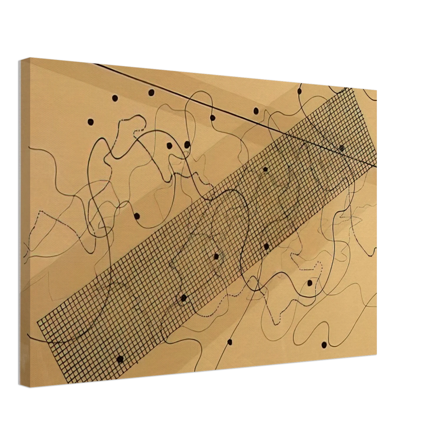 John Cage - Fontana Mix OrangeTan - 1981 Canvas - 70x100 cm / 28x40 inches-canvas