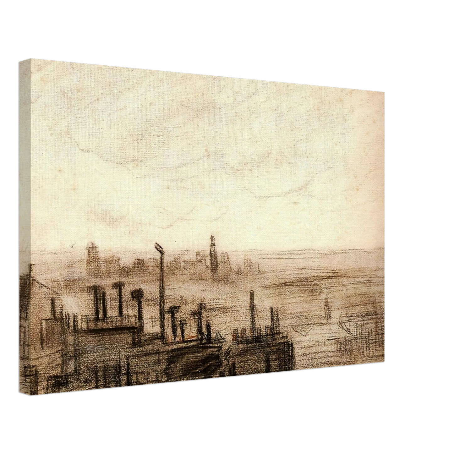 Vincent van Gogh - View of Paris, with the Hotel de Ville and the Tour-Saint-Jacques Canvas - 40x60 cm / 16x24 inches-canvas