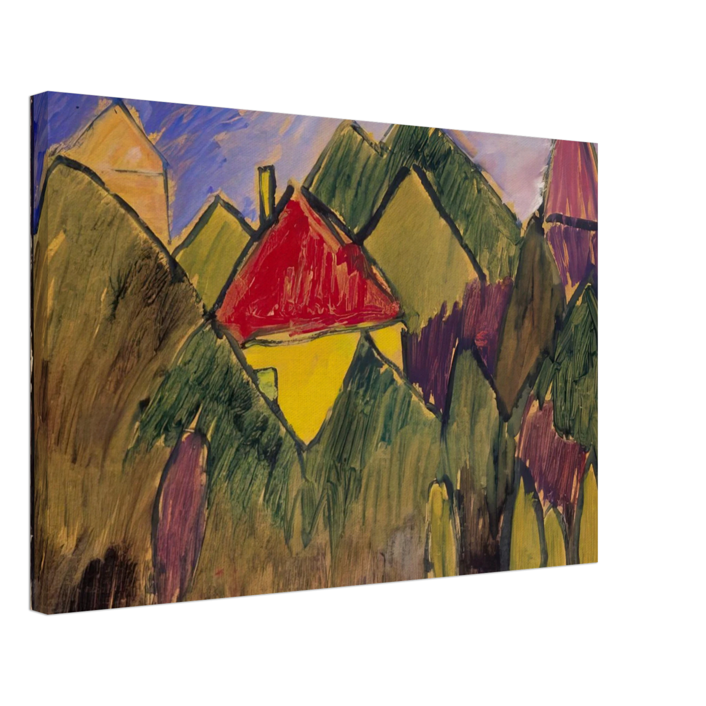 Alexej von Jawlensky - ROTE GIEBEL ROTE D CHER 1910 Canvas - 40x60 cm / 16x24 inches-canvas