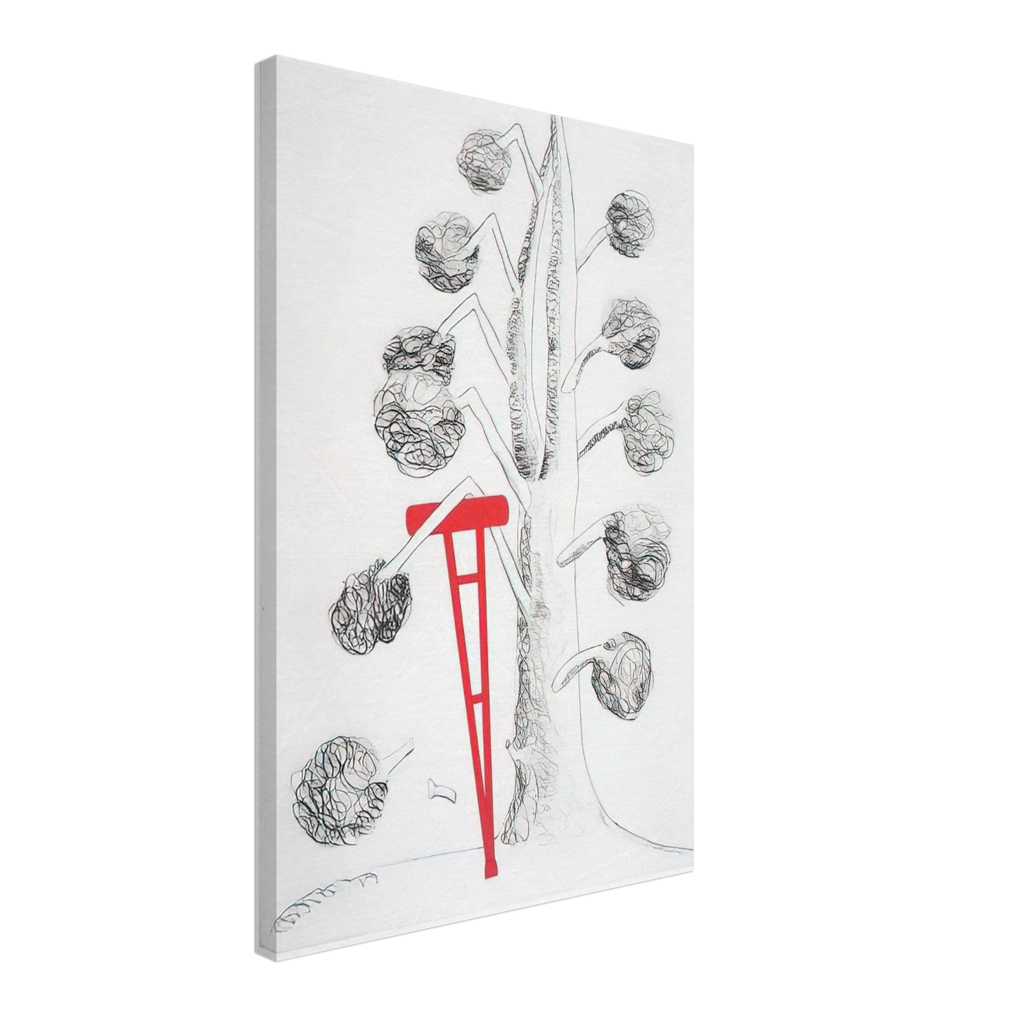 Louise Bourgeois - TREE WITH RED CRUTCH 1998 Canvas - 40x60 cm / 16x24 inches-canvas