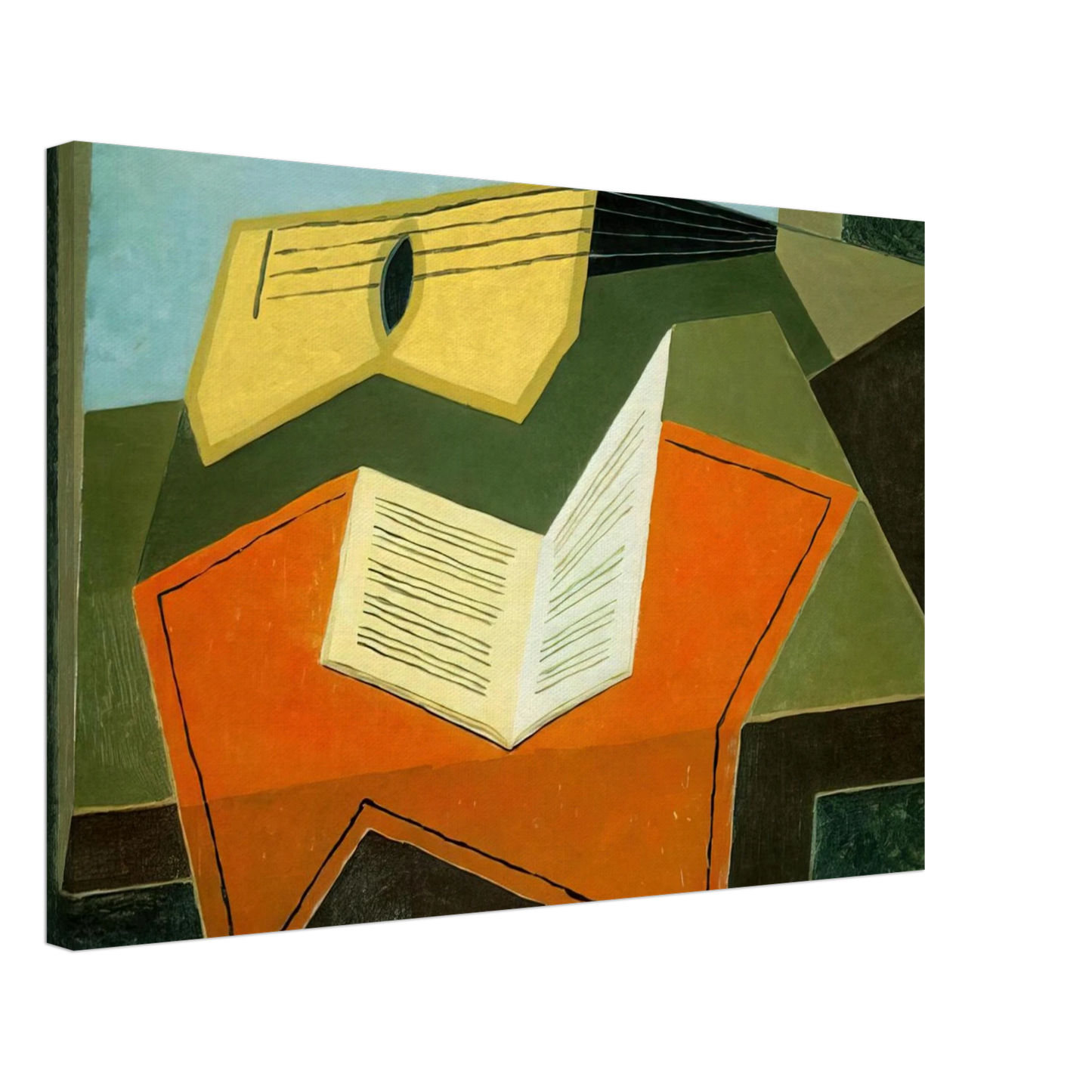 Juan Gris - GUITAR AND MUSIC PAPER 1927 Canvas - 70x100 cm / 28x40 inches-canvas