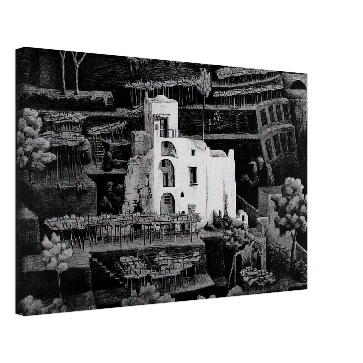MC Escher - FARMHOUSE RAVELLO Canvas - 70x100 cm / 28x40 inches-canvas