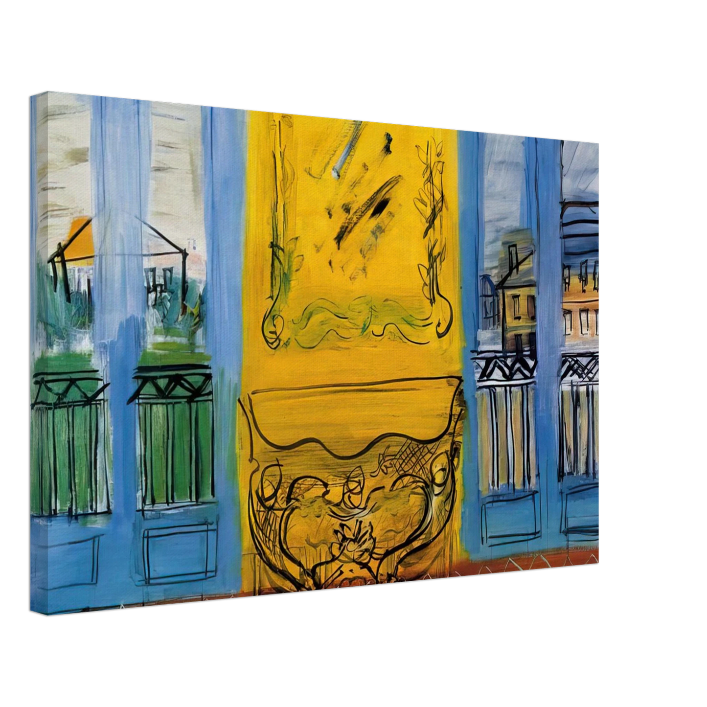 Raoul Dufy - CONSOLE WITH TWO WINDOWS 1948 Canvas - 40x60 cm / 16x24 inches-canvas