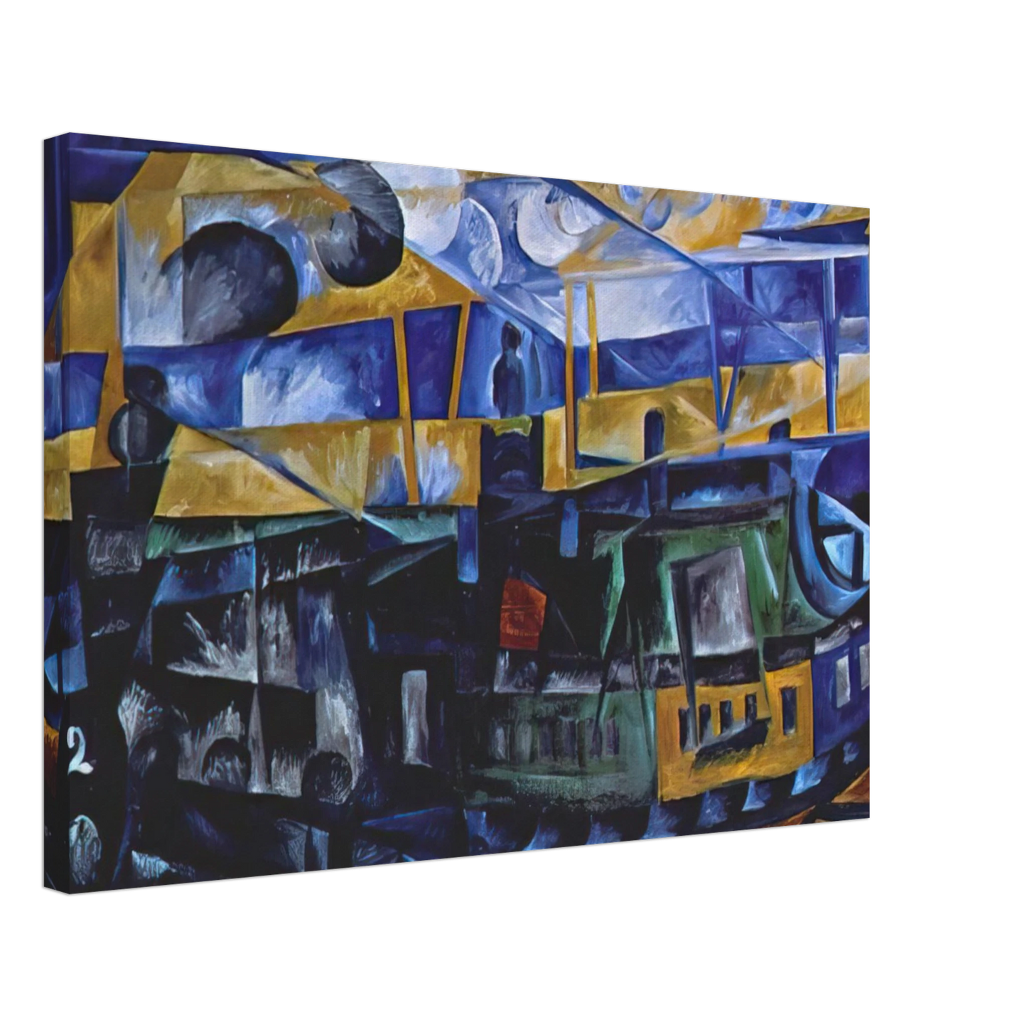 Natalia Goncharova - Airplane over train - 1913 Canvas - 70x100 cm / 28x40 inches-canvas