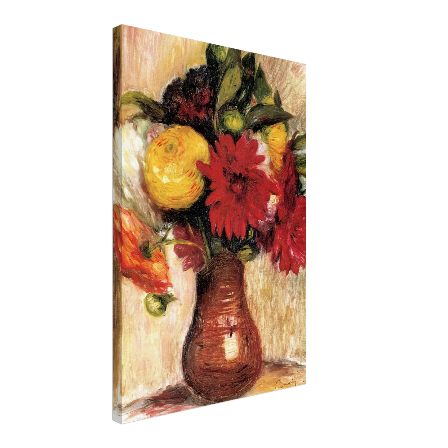 Pierre-Auguste Renoir - Bouquet of Flowers in an Earthenware Pitcher Canvas - 40x60 cm / 16x24 inches-canvas