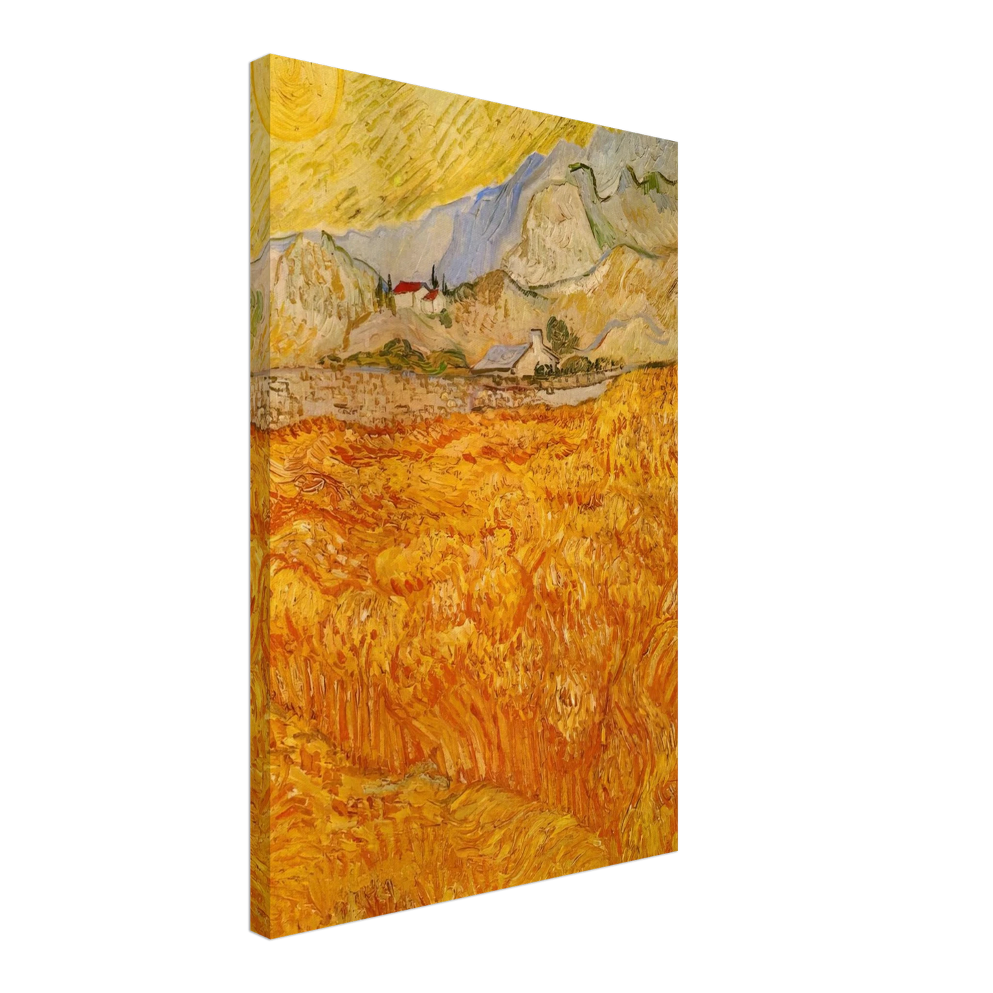 Vincent van Gogh - Wheat Field behind Saint Paul Hospital with a Reaper Canvas - 40x60 cm / 16x24 inches-canvas