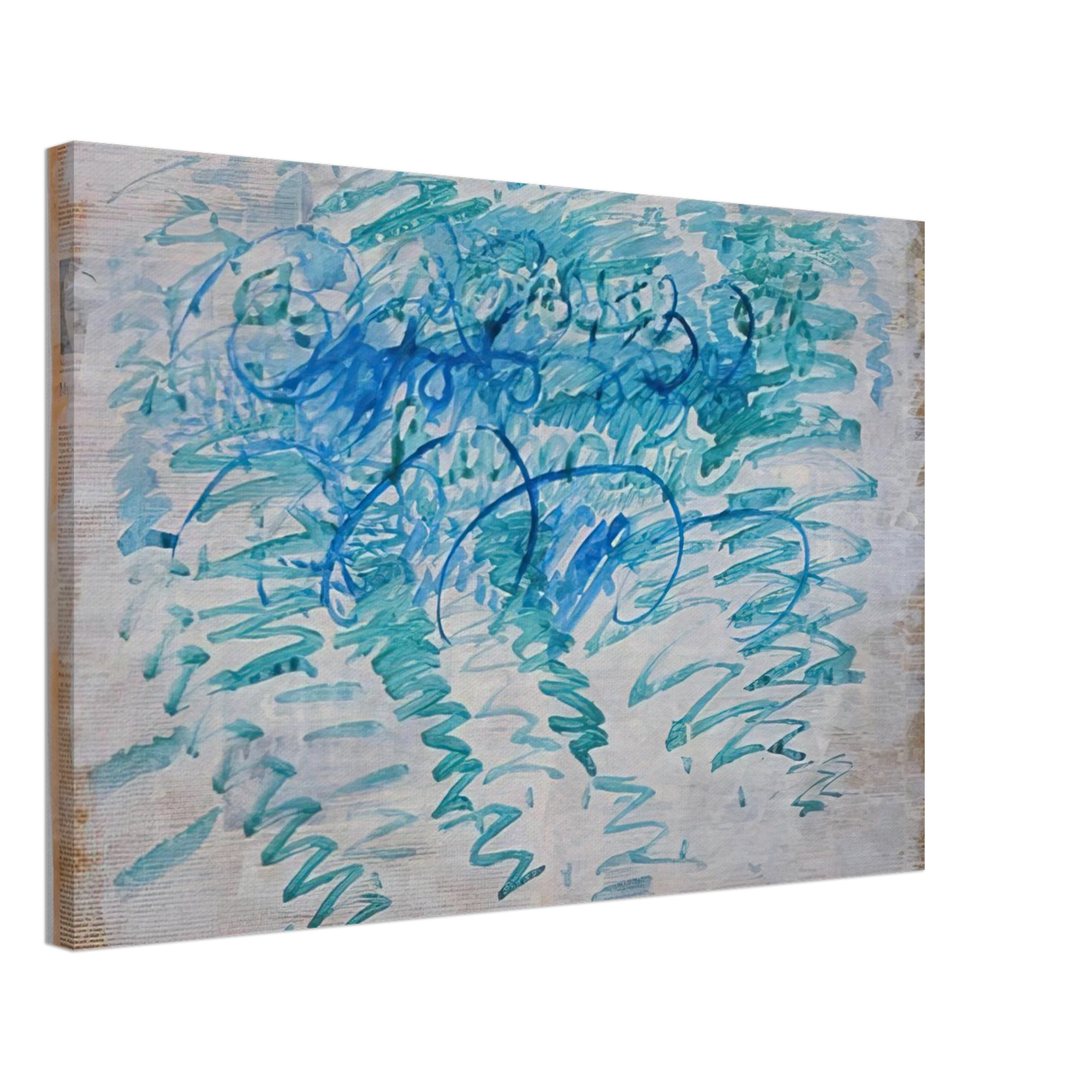 Paul Thek - Untitled Blue Zig-Zags - 1988 Canvas - 40x60 cm / 16x24 inches-canvas