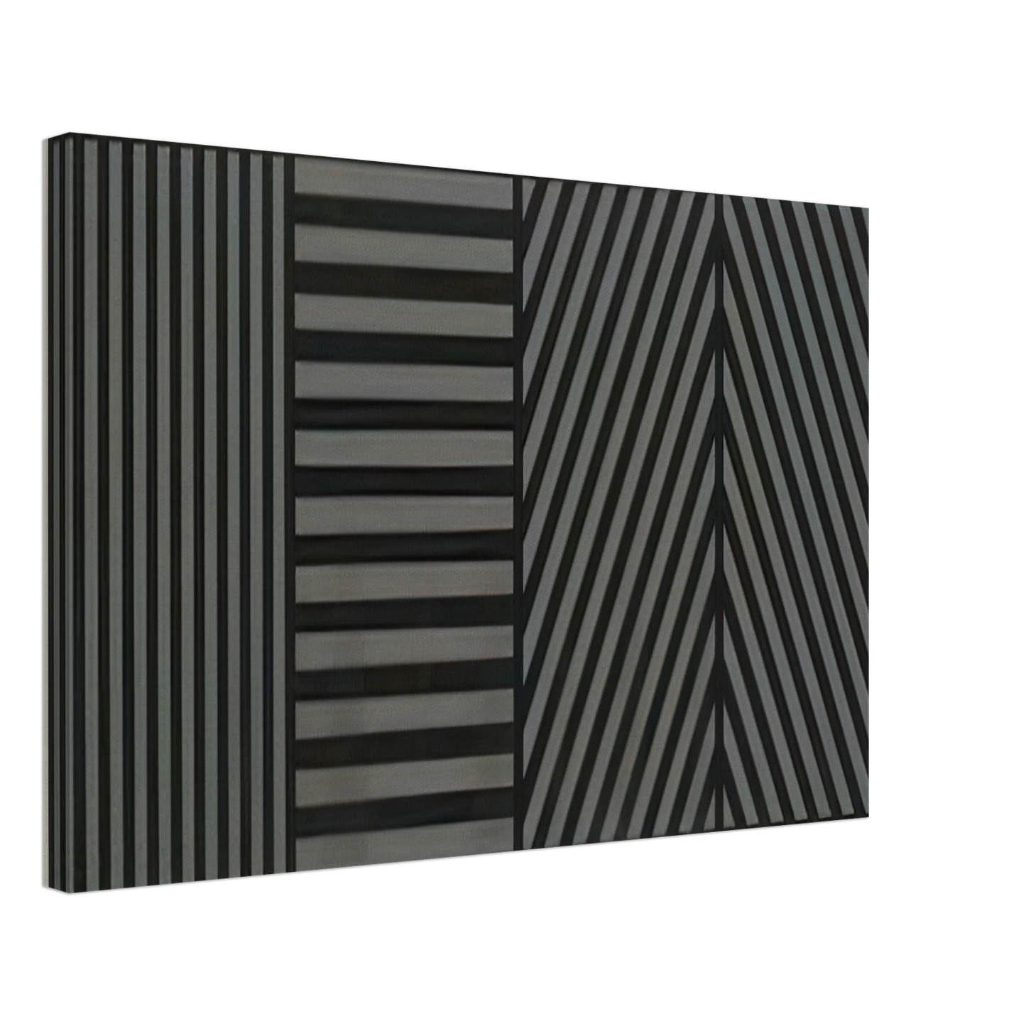 Sol LeWitt - Bands of Lines One Inch Wide in Four Directions in Black and Gray Canvas - 40x60 cm / 16x24 inches-canvas