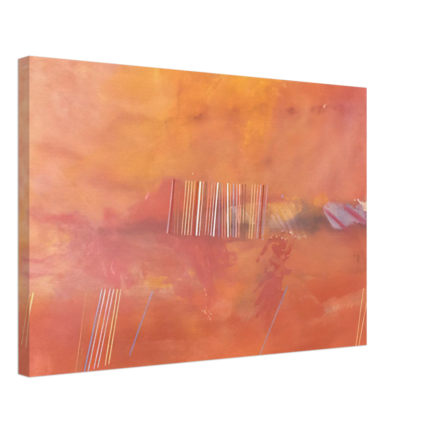 Ronnie Landfield - Orange Line Painting - 1969 Canvas - 40x60 cm / 16x24 inches-canvas