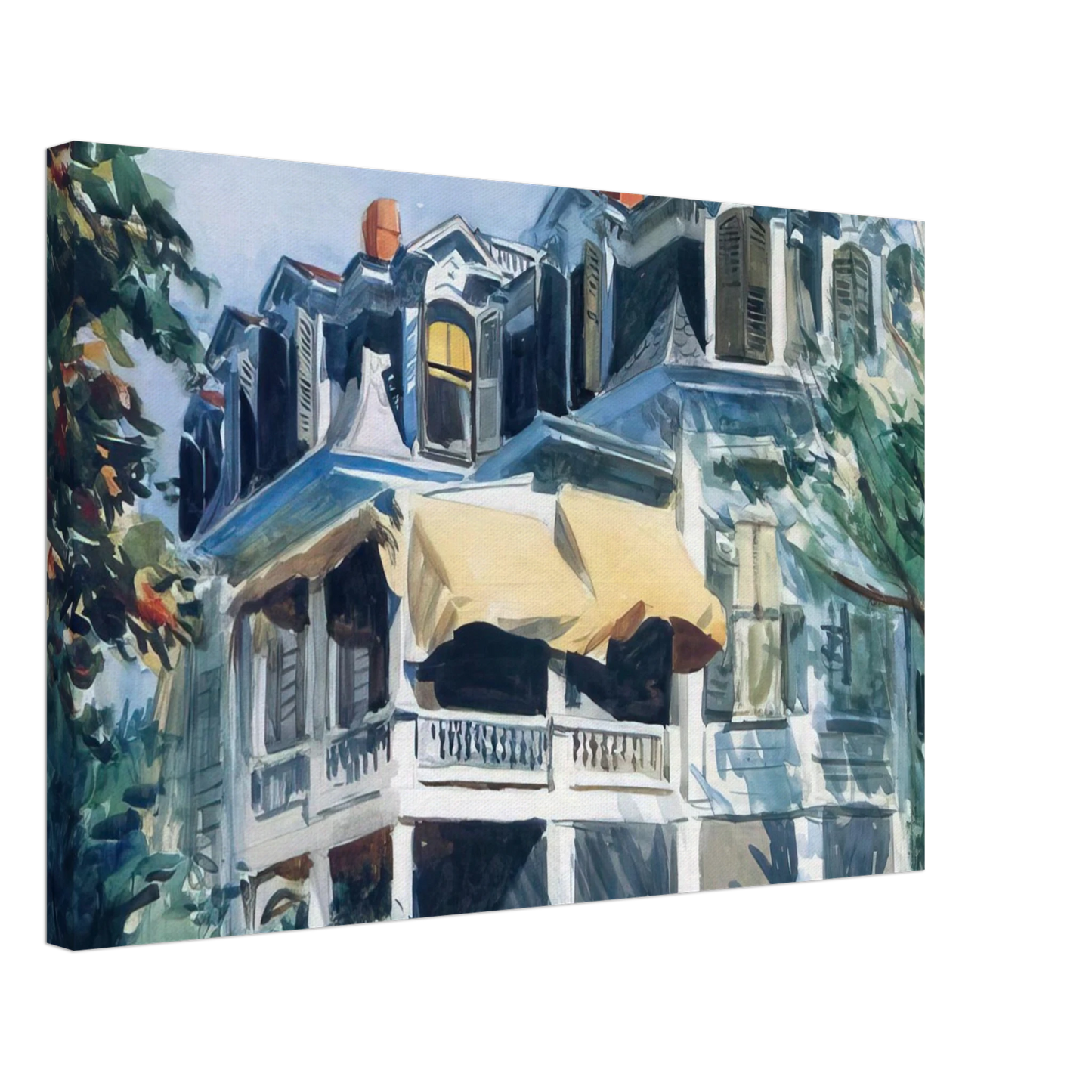 Edward Hopper - The Mansard Roof Canvas - 40x60 cm / 16x24 inches-canvas
