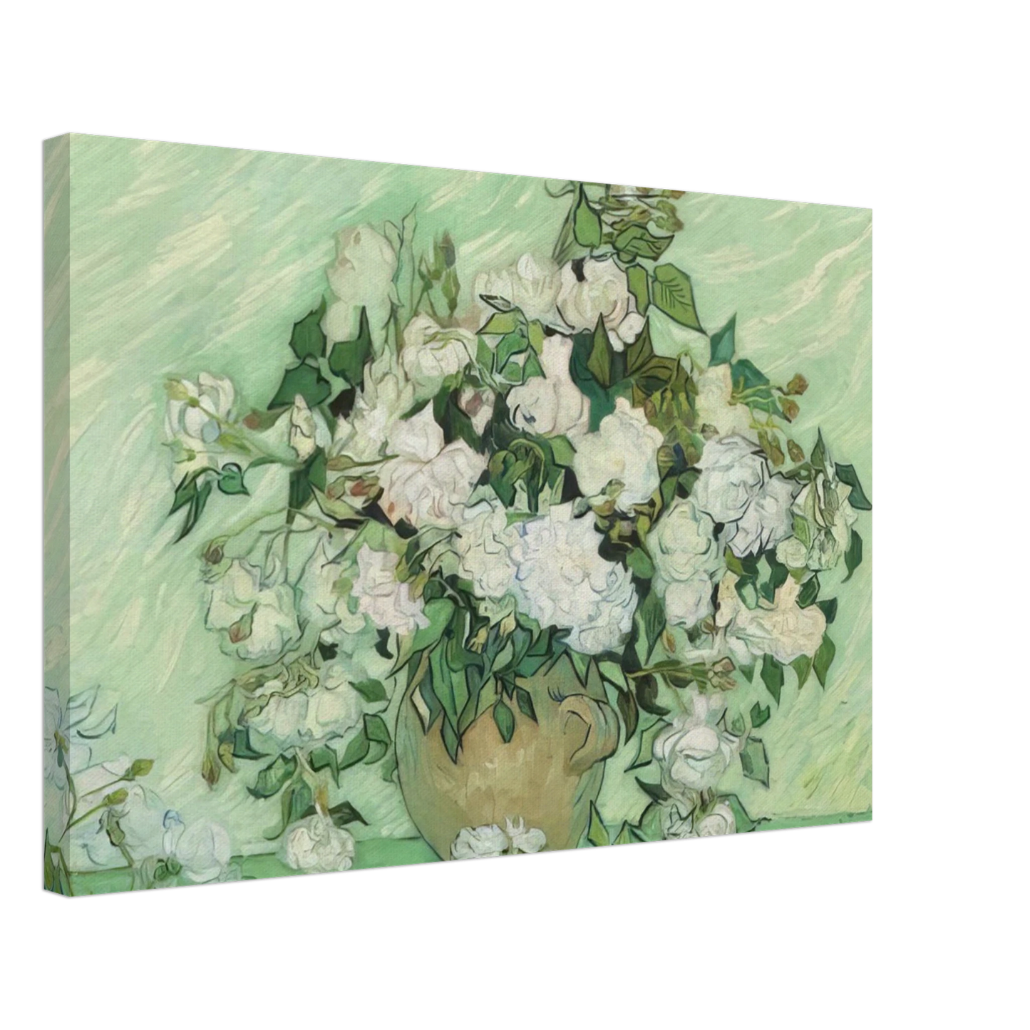 Vincent van Gogh - Vase with Pink Roses Canvas - 40x60 cm / 16x24 inches-canvas