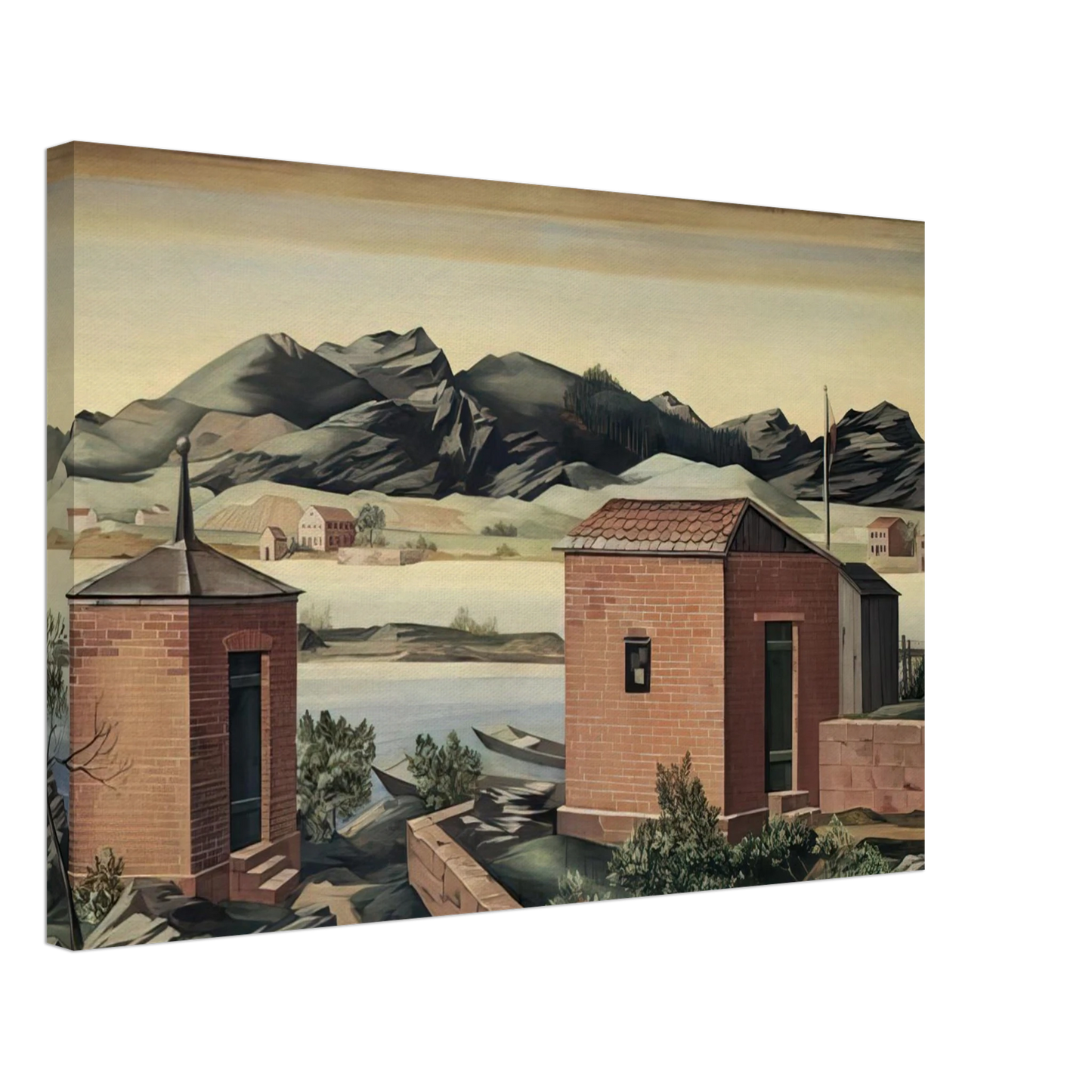 Julius Bissier - Imbarcadero a Zurigo - 1927 Canvas - 40x60 cm / 16x24 inches-canvas