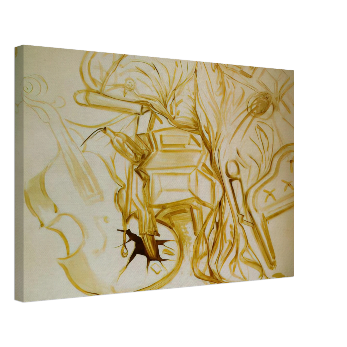 Salvador Dali - BED AND BEDSIDE TABLE FEROCIOUSLY ATTACKING A CELLO Canvas - 70x100 cm / 28x40 inches-canvas