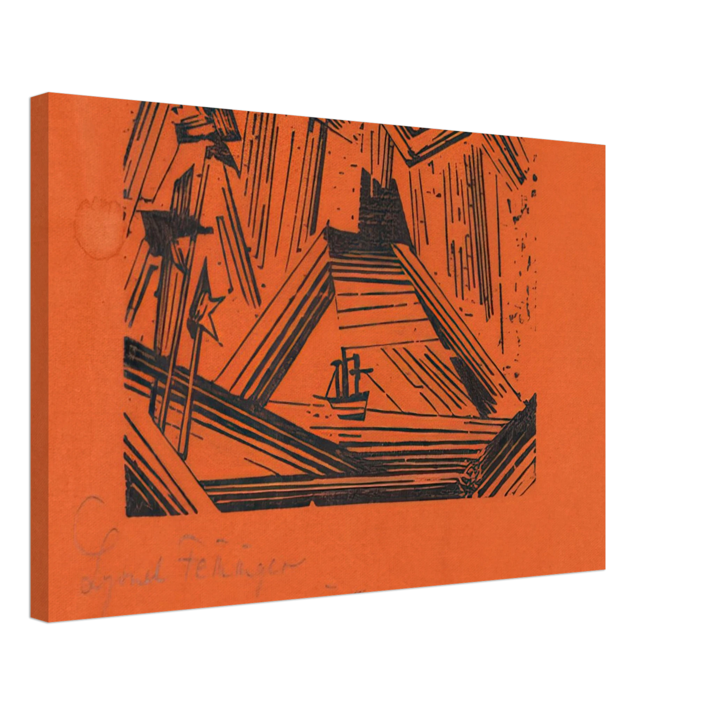 Lyonel Feininger - VOLCANO VULKAN 1919 Canvas - 70x100 cm / 28x40 inches-canvas