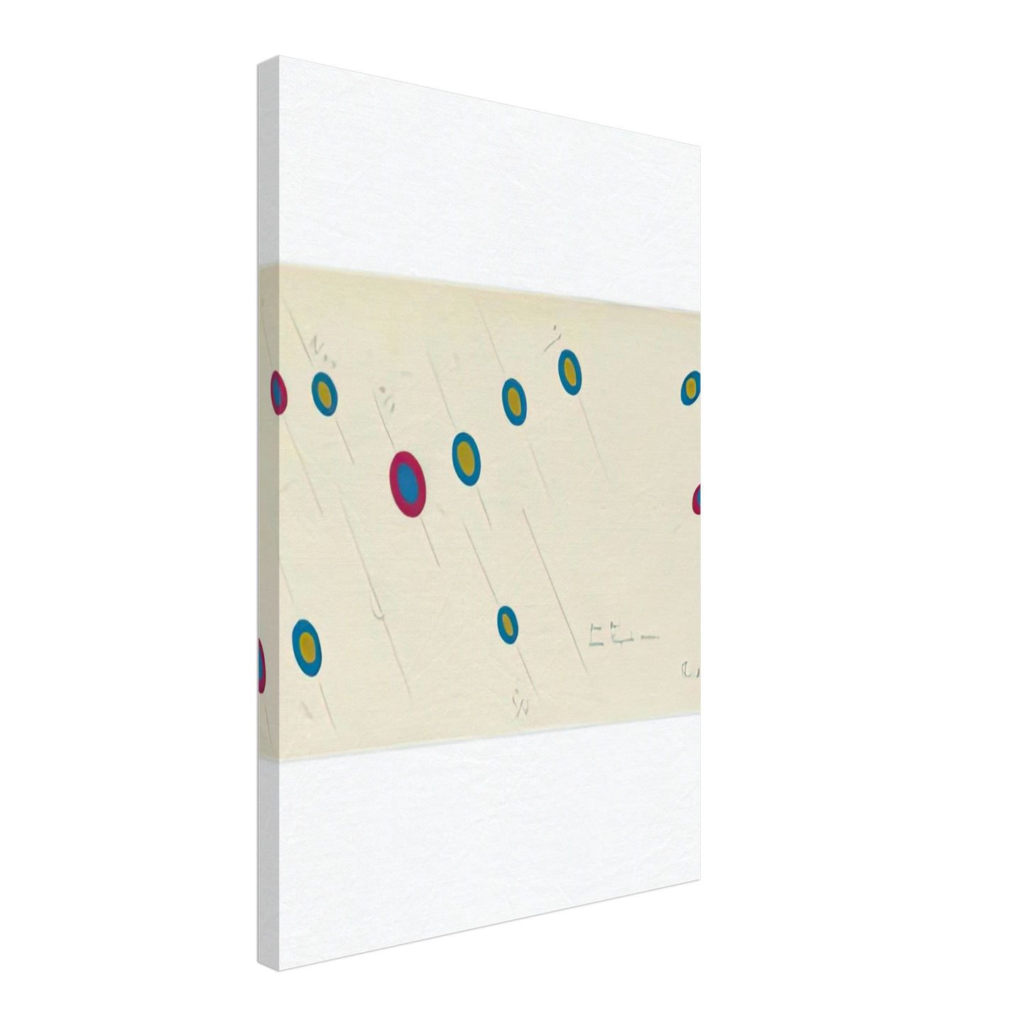 Bridget Riley - OVAL AXIS CERISE TURQUOISE OCHRE 1970 Canvas - 40x60 cm / 16x24 inches-canvas