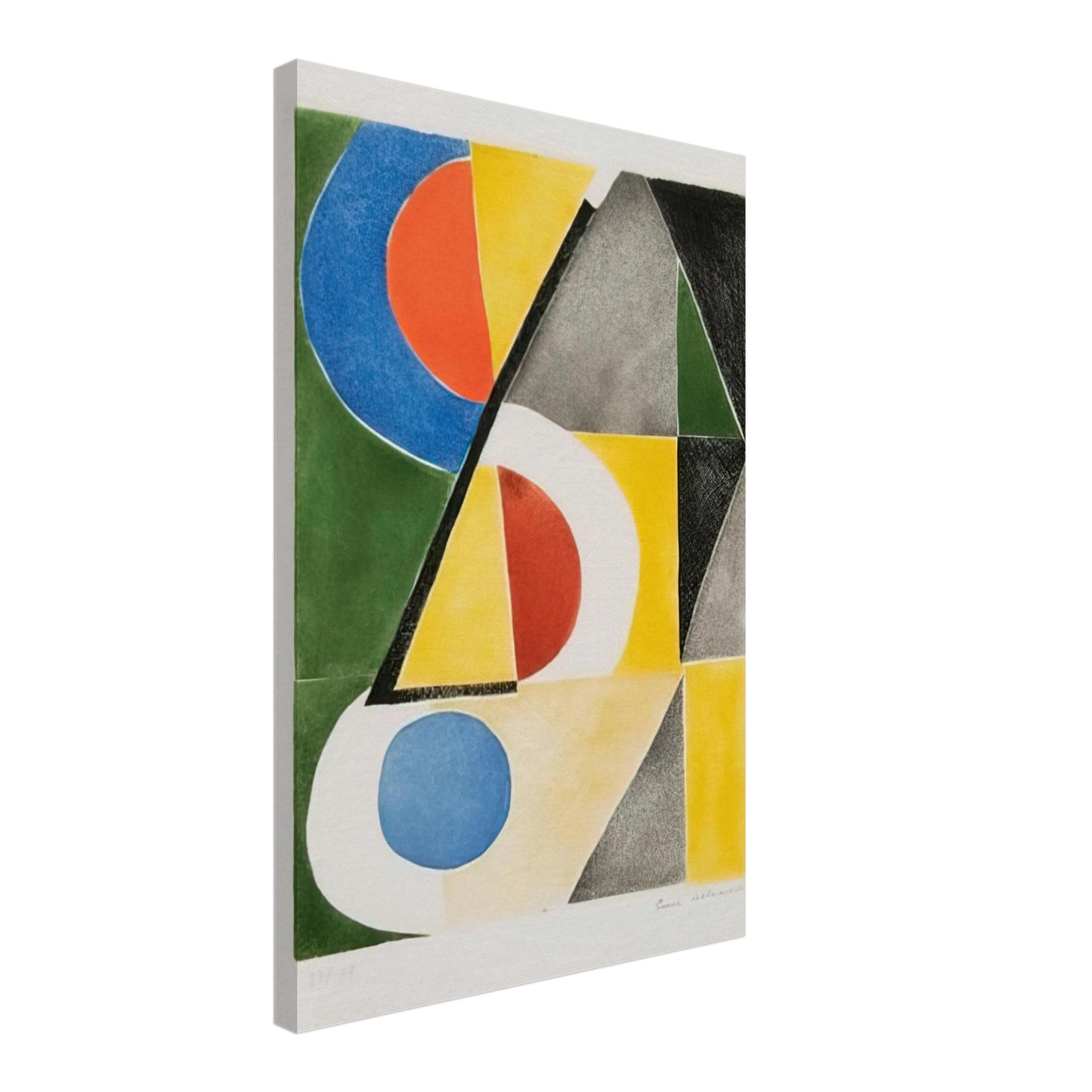 Sonia Delaunay - ABSTRACT COMPOSITION WITH TRIANGLES AND SEMICIRCLES Canvas - 40x60 cm / 16x24 inches-canvas