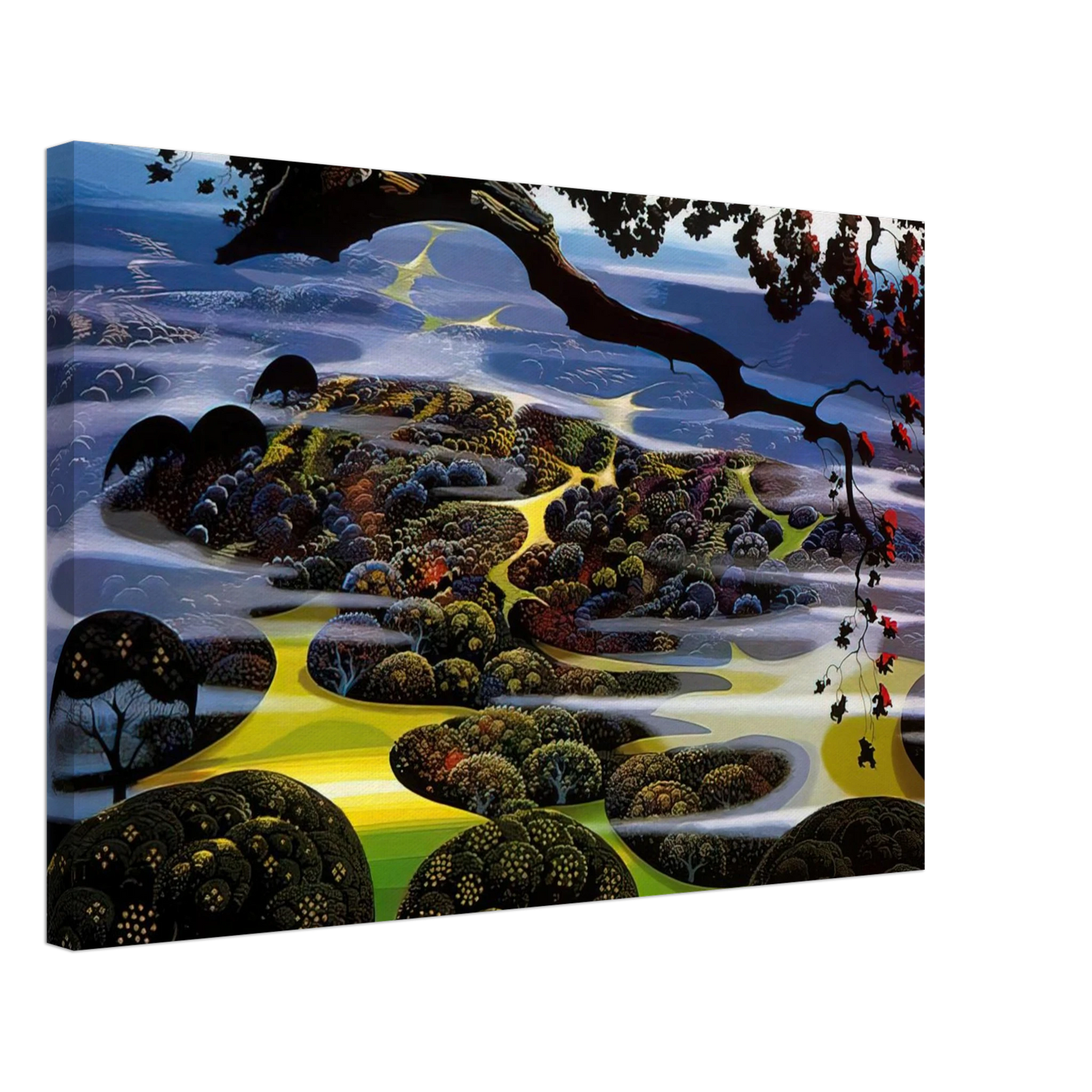 Eyvind Earle - Mystic Mountain Canvas - 40x60 cm / 16x24 inches-canvas