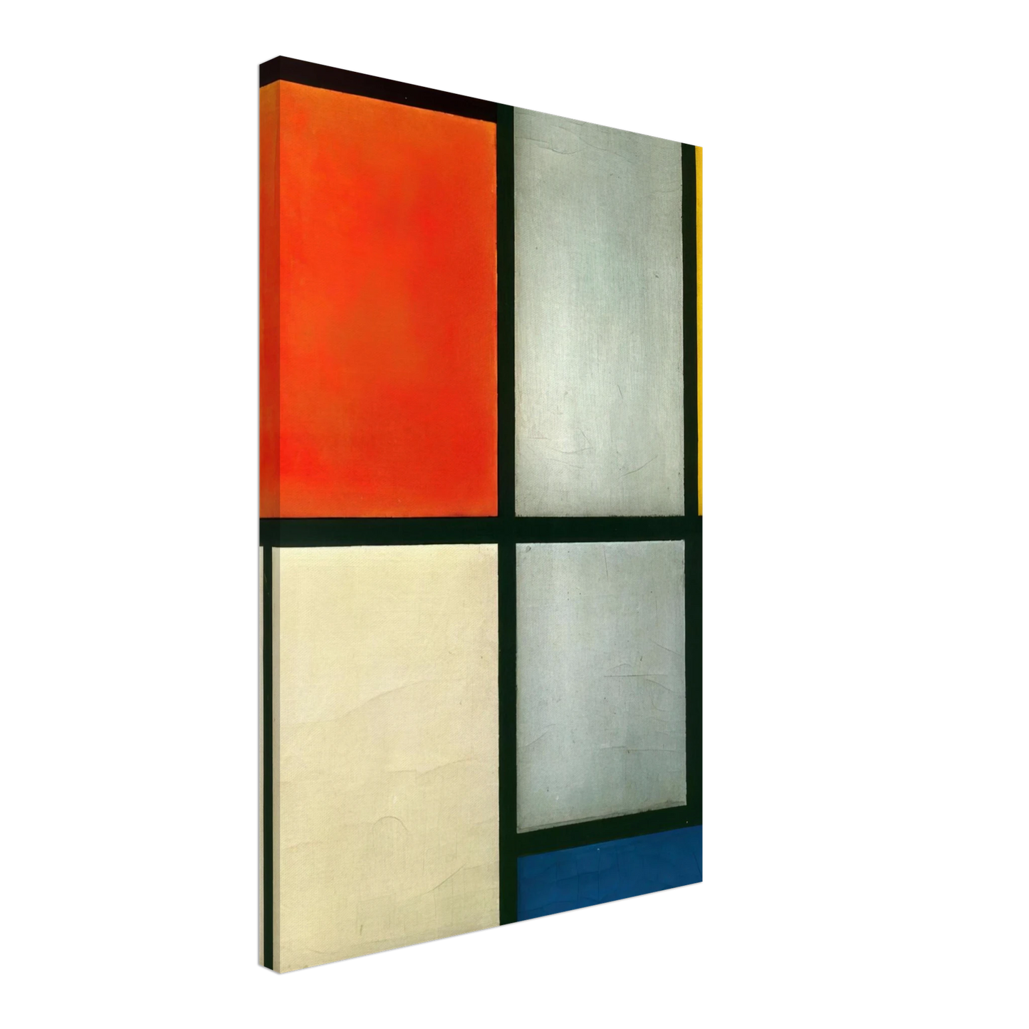 Piet Mondrian - Tableau 3 with Orange -Red, Yellow, Black, Blue and Gray Canvas - 70x100 cm / 28x40 inches-canvas