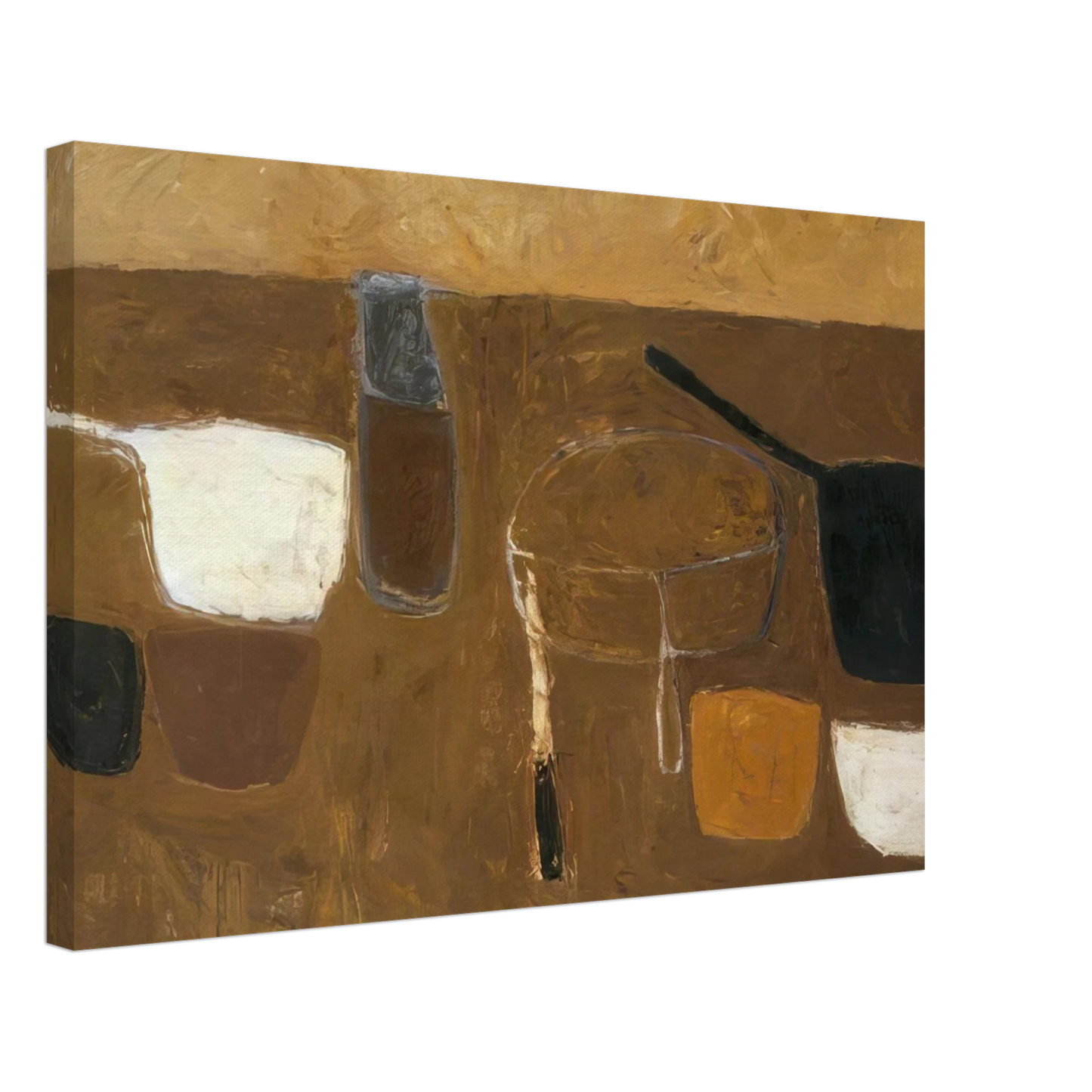 William Scott - Brown Still Life - 1957 Canvas - 70x100 cm / 28x40 inches-canvas