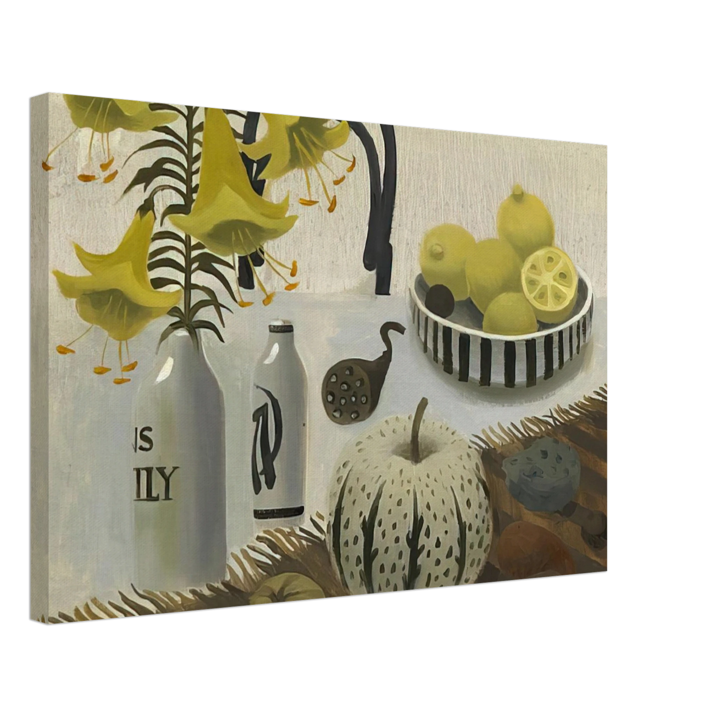 Mary Fedden - Lilies and Lemons - 2007 Canvas - 40x60 cm / 16x24 inches-canvas