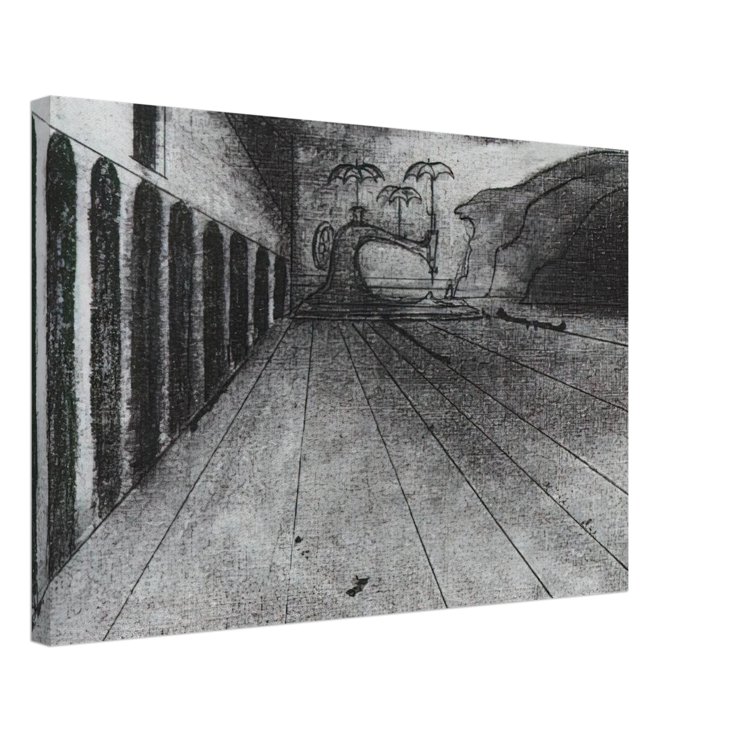 Salvador Dali - LANDSCAPE AFTER DE CHIRICO UNFINISHED Canvas - 70x100 cm / 28x40 inches-canvas